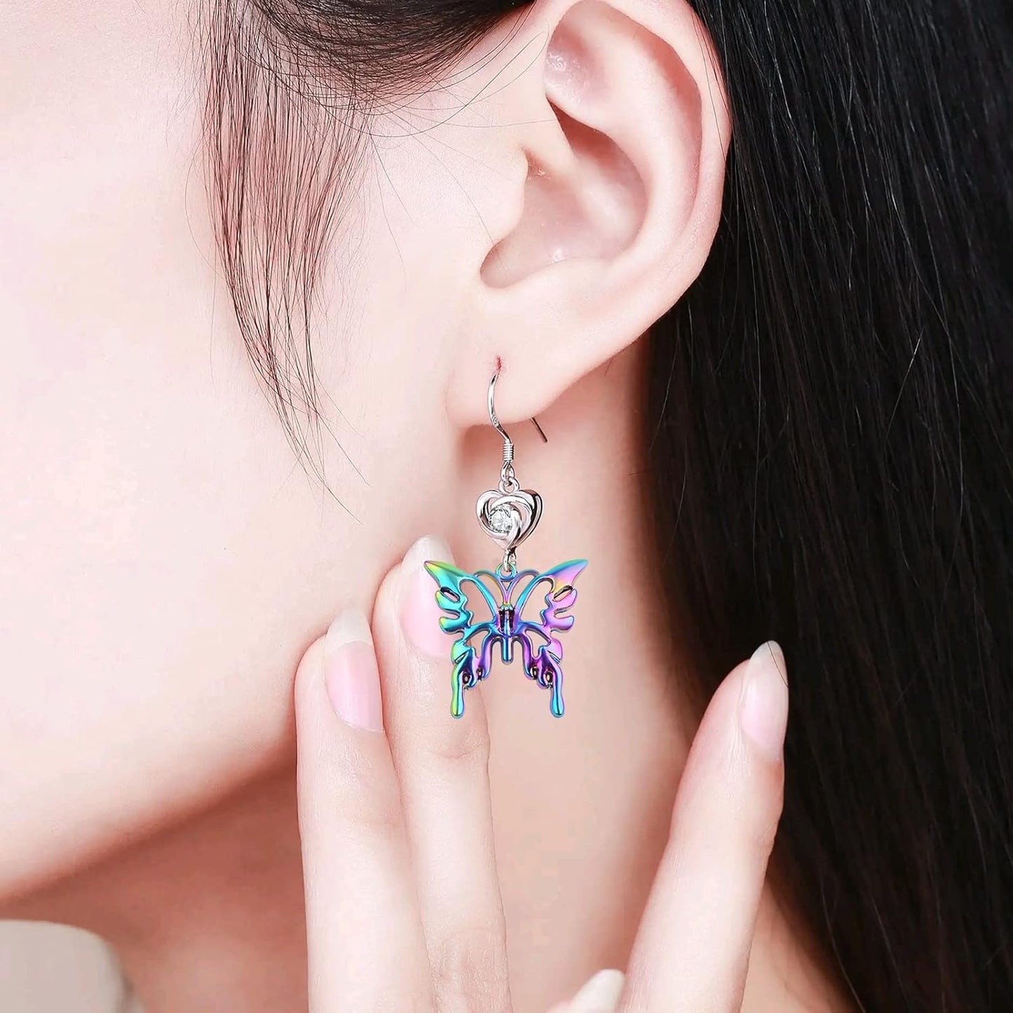 10pcs 10 Styles Butterfly Dangle Charms Alloy Butterfly Shape Pendants Ornaments Craft Supplies for DIY Bracelet Necklace Earrings Jewelry Making Hair Clip, Rainbow Color