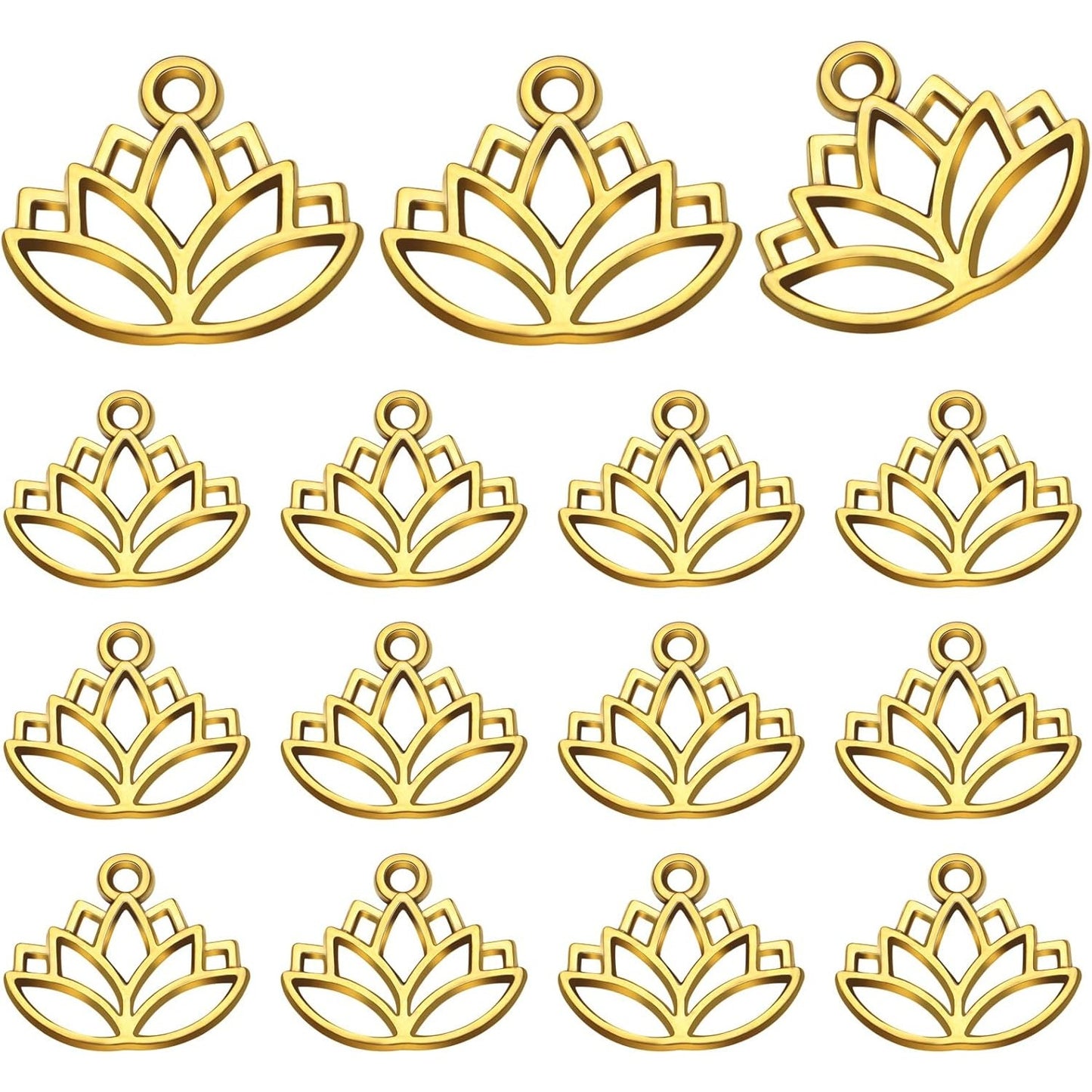 100pcs Lotus Charm Pendants Alloy Yoga Lotus Flower Charms Beads Charms Pendants Craft Supplies for DIY Necklace Bracelet Jewelry Making Crafting Accessory