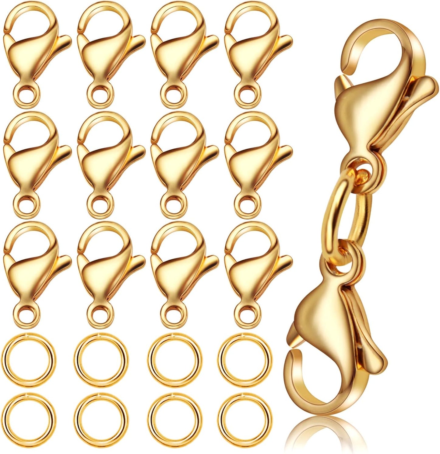 10 Sets Double Lobster Clasp Extender Stainless Steel Lobster Clasp Claw Connectors Bracelet Extension Clasps for DIY Crafts Necklace Jewelry Making Handmade Decoration