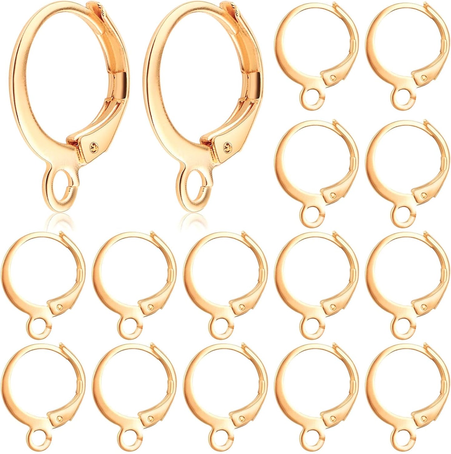 Hypoallergenic Earring Hooks, 120 Pieces Brass Lever Back Earring Round French Hook Ear Wire with Open Loop for Earring Designs Jewelry Making - 4 Colors