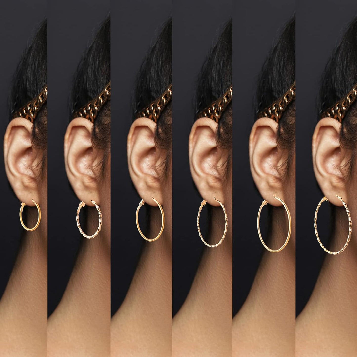 12 Pairs 6 Sizes Earrings Beading Hoop Hypoallergenic Round Circle Open Beading Hoop Earrings for DIY Crafts Jewelry Making Wedding Party Favor Gifts(Golden, Silver)