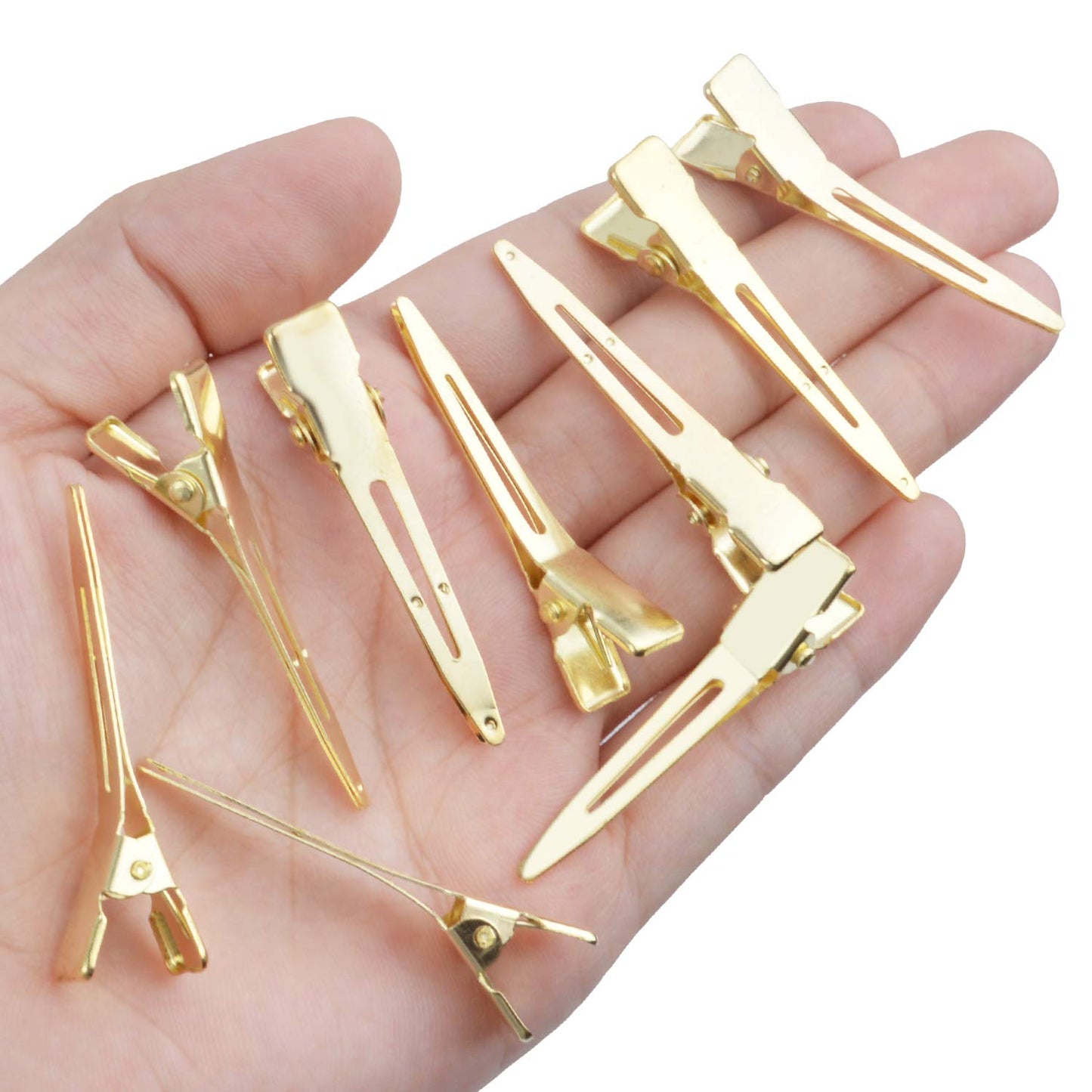 Hair Clips, 100pcs 4.5cm Single Prong Clips Gold Curl Pins Duckbill Section Clips for Hair Extensions Styling Crafting
