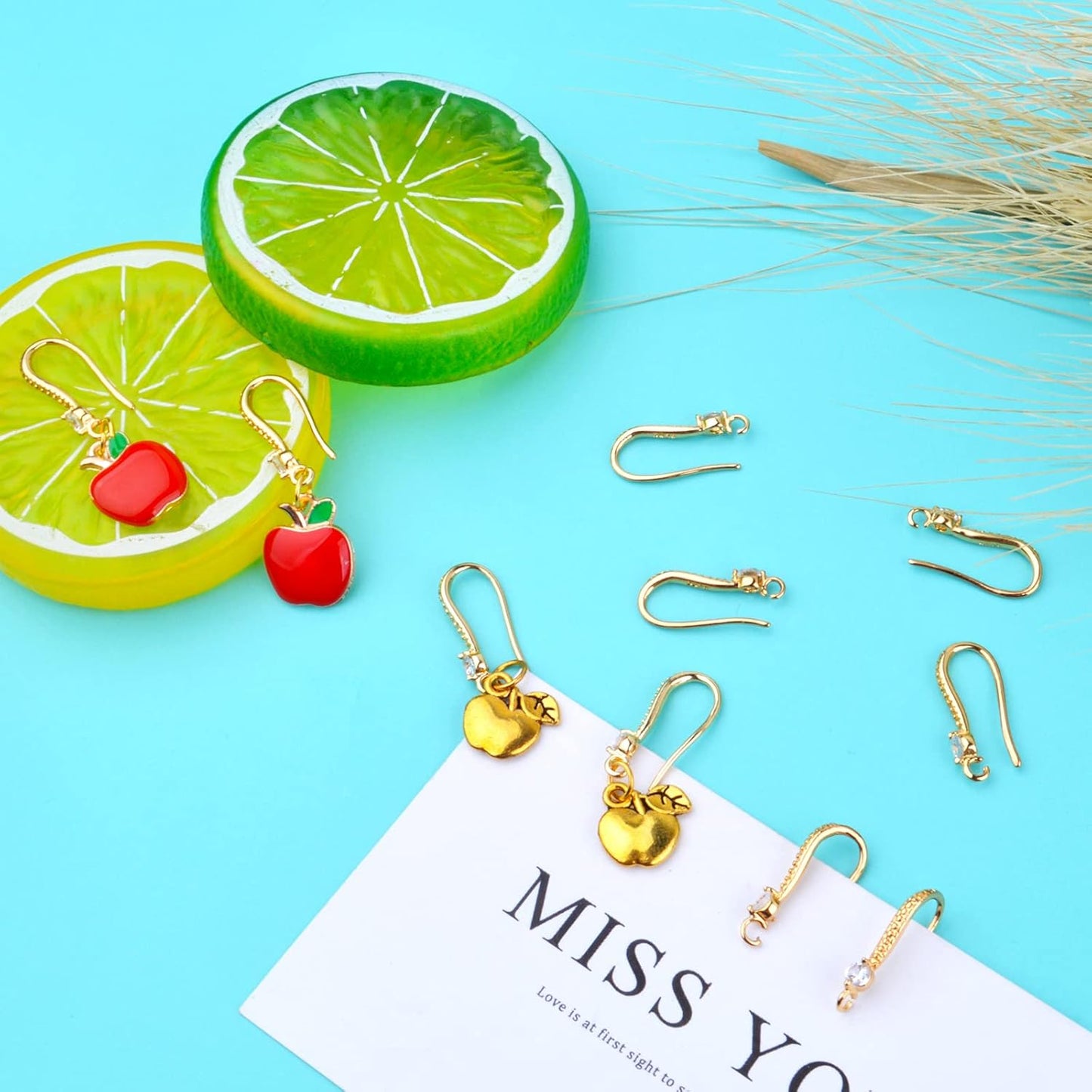 10pcs Gold Plated Brass Cubic Zirconia Earring Hooks French Fish Hooks Ear Wires with Loops Dangle Earrings Connectors for DIY Jewelry Crafts Making Party Festival Christmas Favor