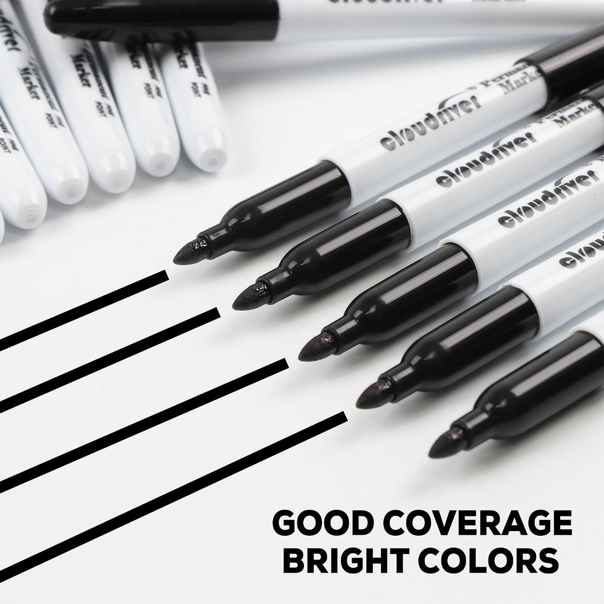 HENDEVL  Black Permanent Markers Fine Tip, 60 Packs Permanent Markers Bulk, Quick Drying & Fade Resistant, Permanent Marker Set Works on Plastic,Wood,Stone,Metal and Glass for Doodling, Marking