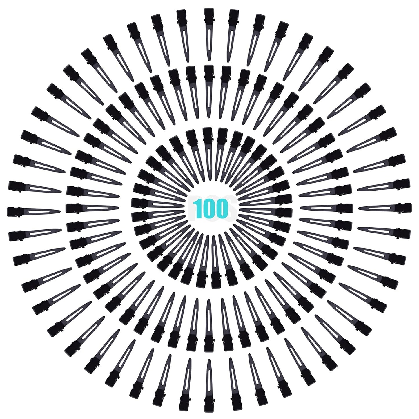 100pcs Black Single Prong Curl Clips Sectioning Clips Metal Alligator Hair Pins Styling Clips for Women Men Hair Extensions Salon Haircut, 4.5 cm x 0.8 cm