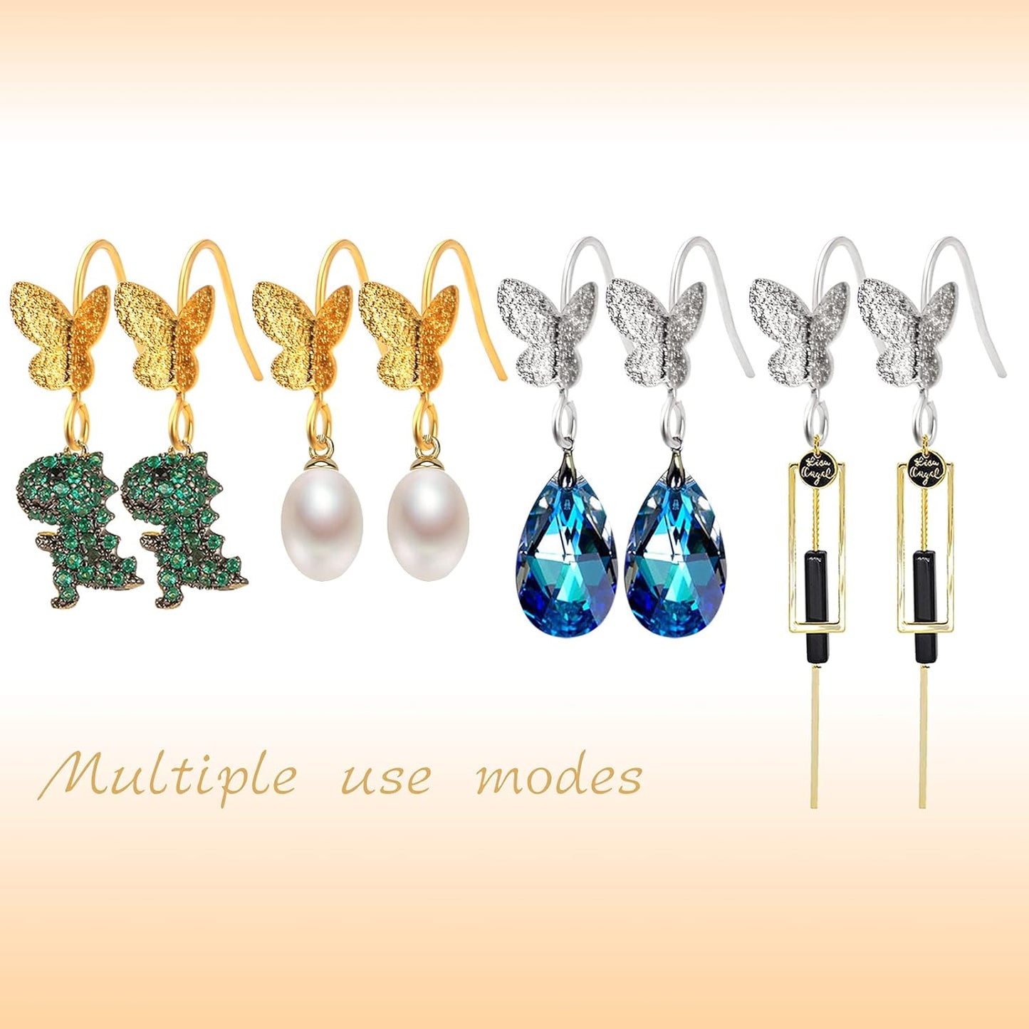 20pcs Butterfly Earring Hooks Brass French Fish Hooks Earrings Ear Wire Connectors Elegant Dangle Earrings for Women DIY Jewelry Making Findings, 18K Gold and Silver