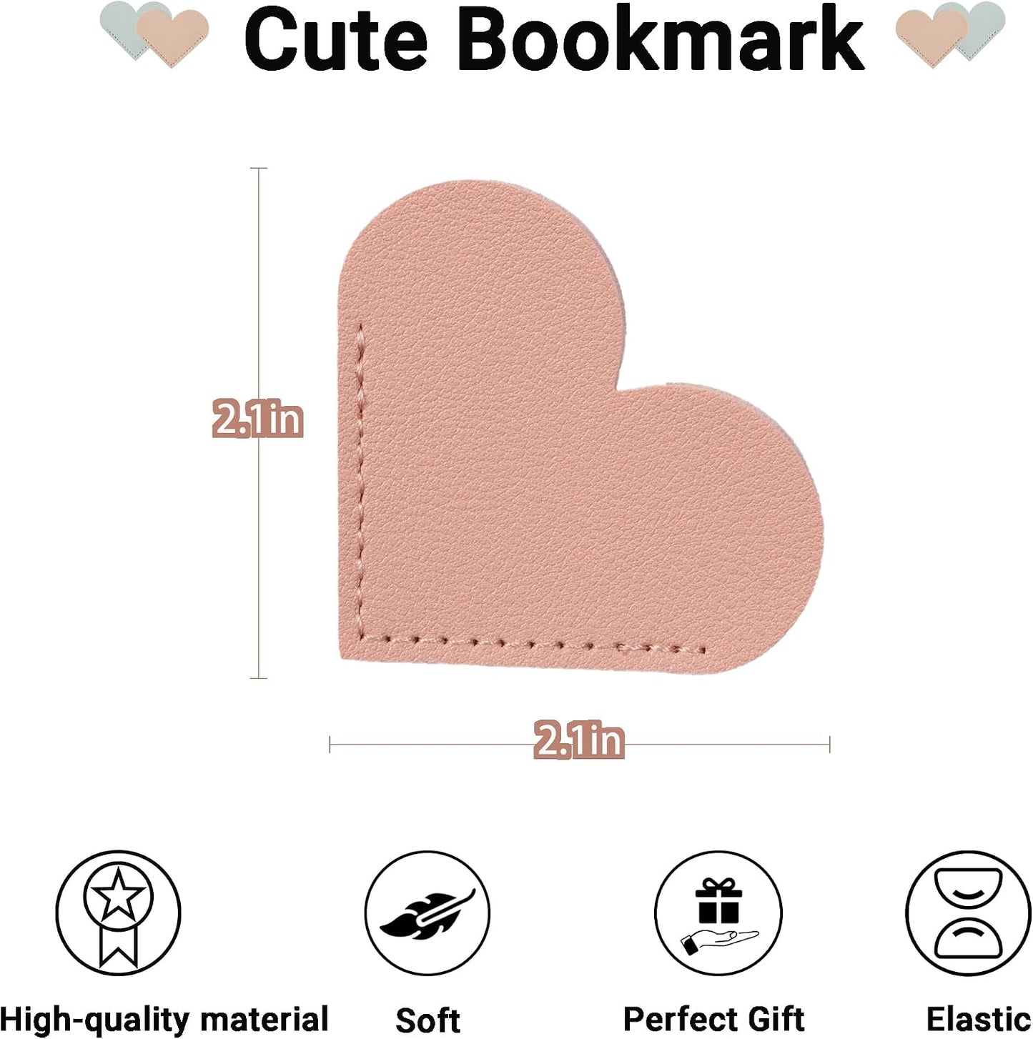 Aylifu 30 Packs Leather Heart Bookmarks for Book Lovers, Cute Gifts (Solid Color)