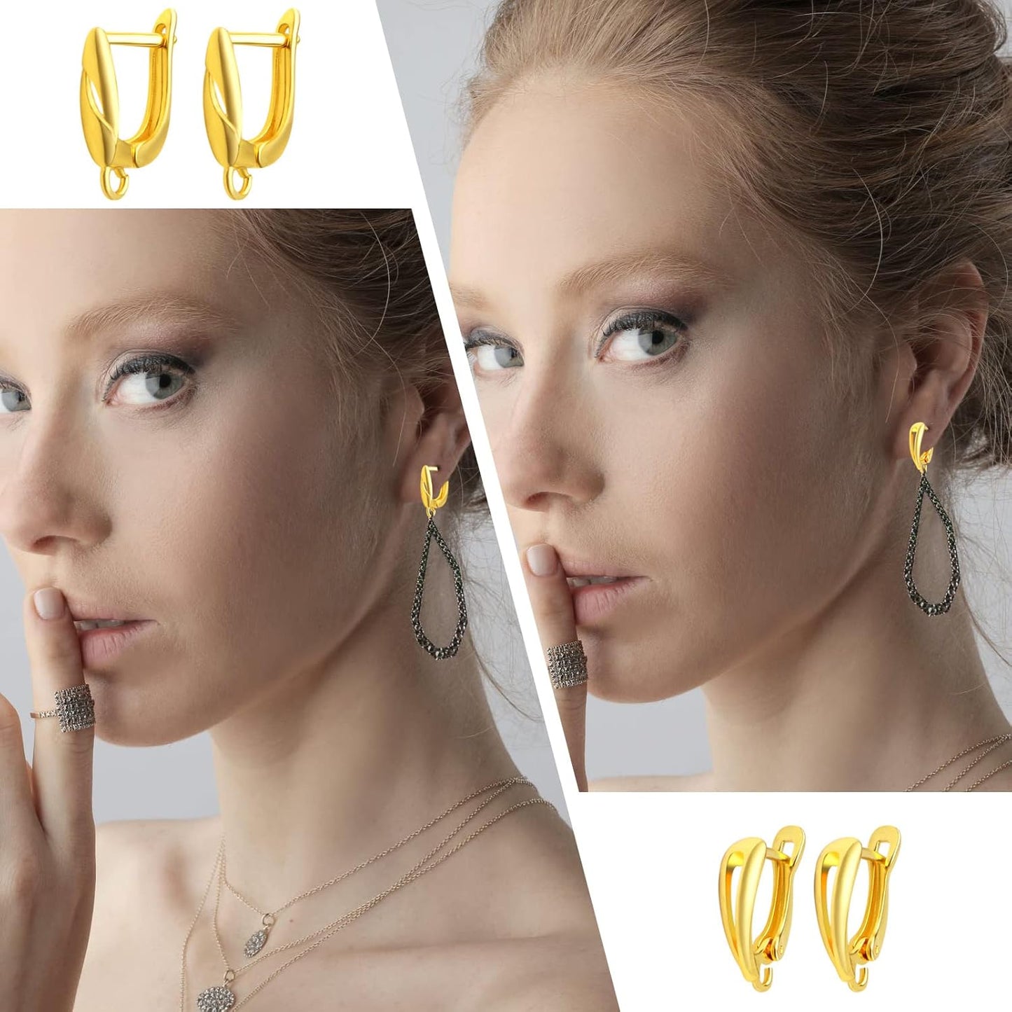20pcs Brass French Earring Hooks Rectangle Round Shape Hypoallergenic Leverback Earrings Hooks Ear Wire with Open Loop Dangle Earrings for DIY Jewelry Making Supplies, 5 Colors