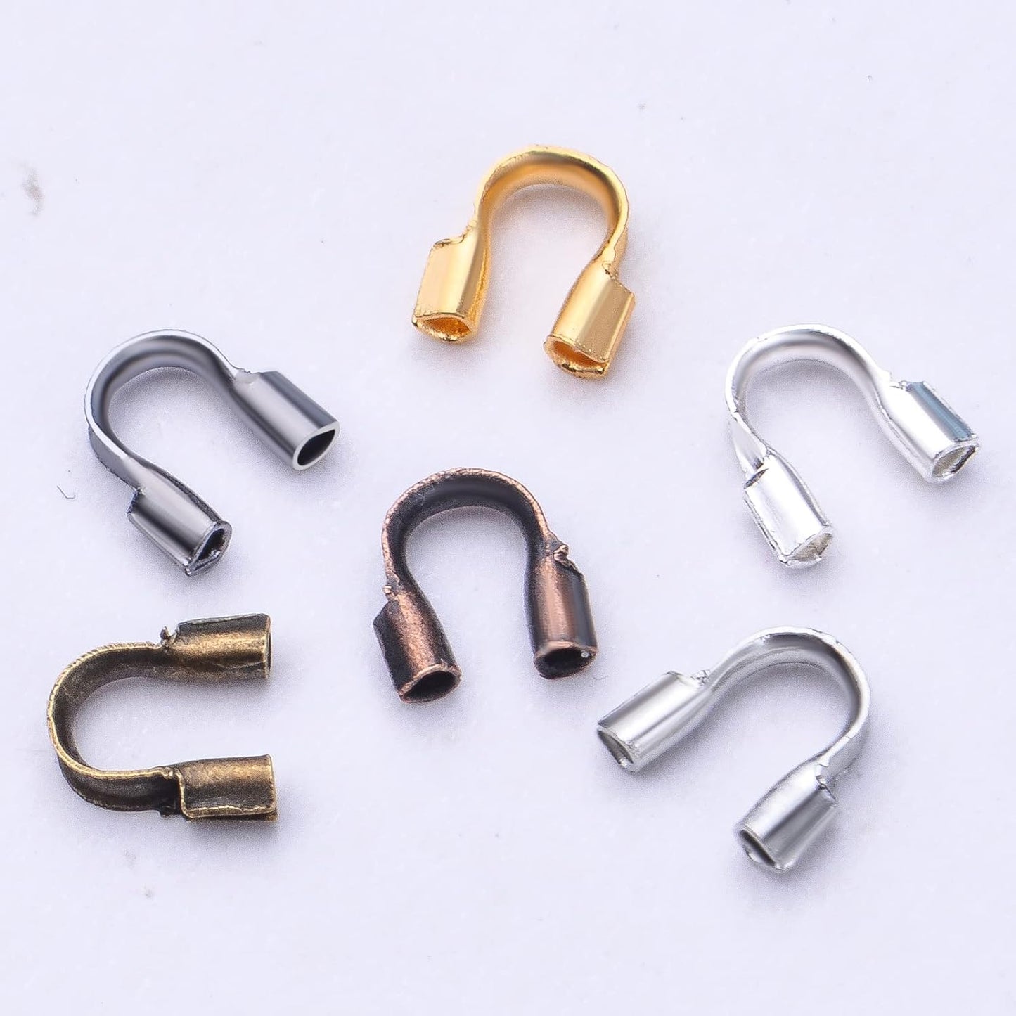600pcs Wire Guardian U-Shaped Wire Guard Loops Wire Cable Thread Protectors with a Box Accessories for DIY Craft Earring Bracelet Necklace Jewelry Making, 6 Colors