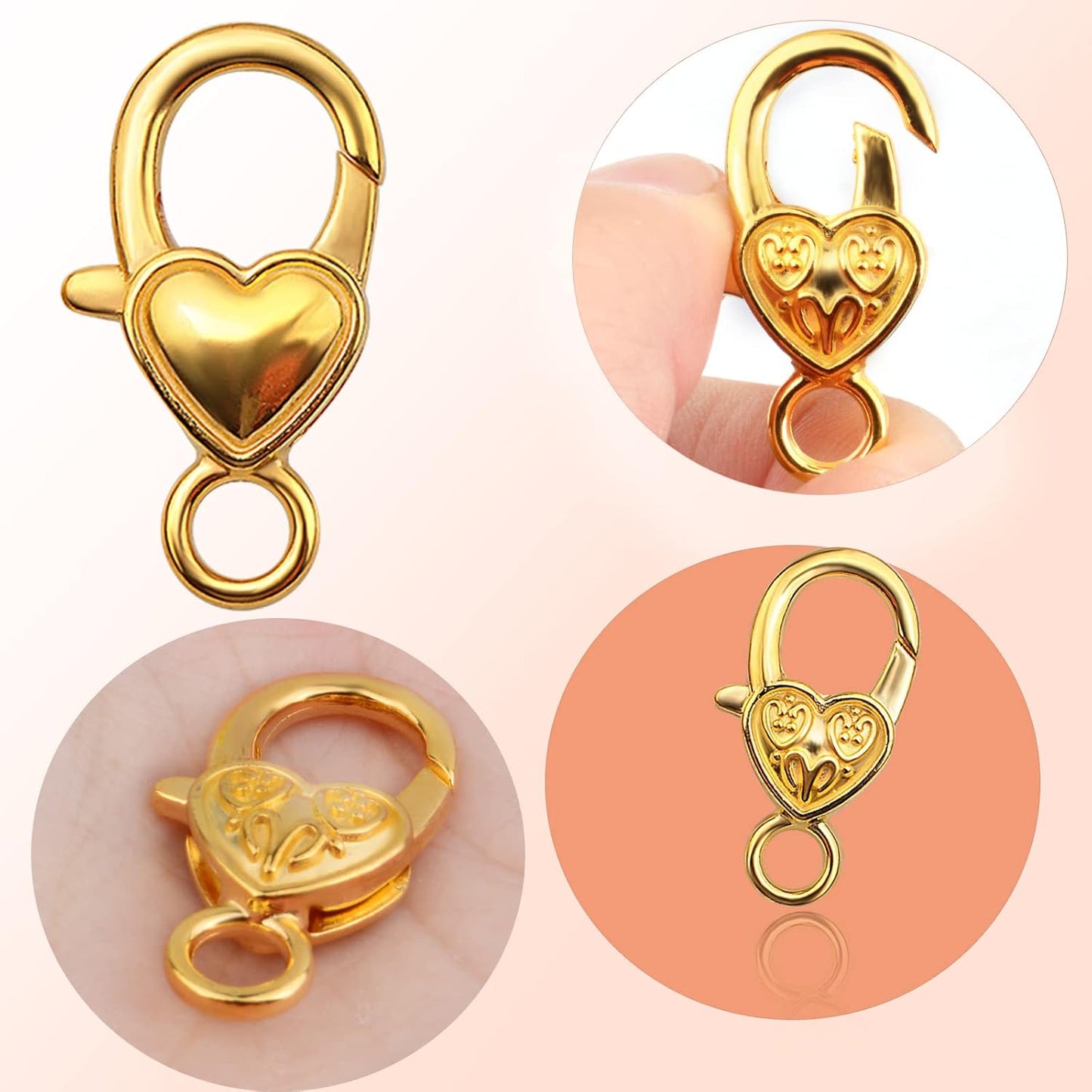 Lobster Claw Clasp,40pcs 26x14mm Heart Lobster Claw Clasps Tibetan Jewellery Lobster Clasps Craft DIY Accessories for Jewelry Necklaces Bracelet,4 Styles