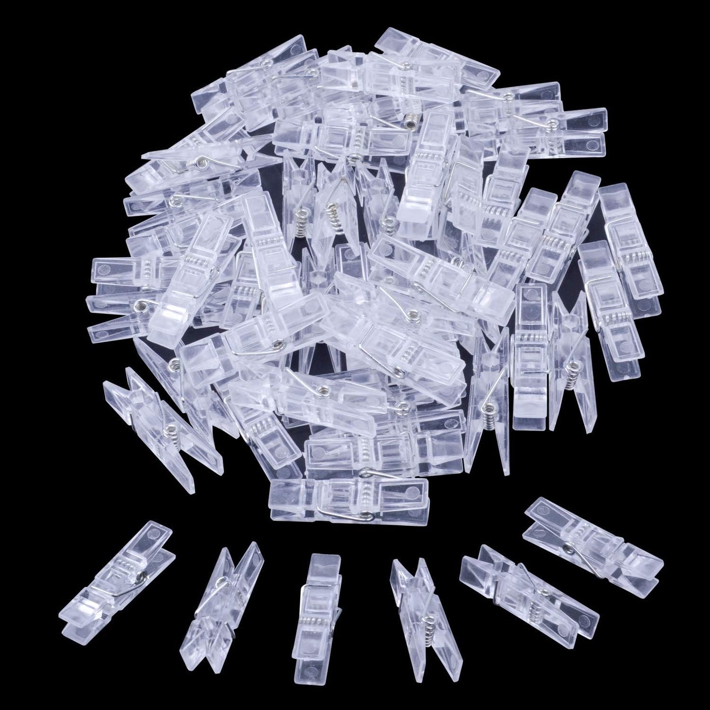 50pcs Small Clear Plastic Utility Paper Clip, Clothespins Clip, Clothes Line Clips,Photo Clips 3.5x0.7x1cm