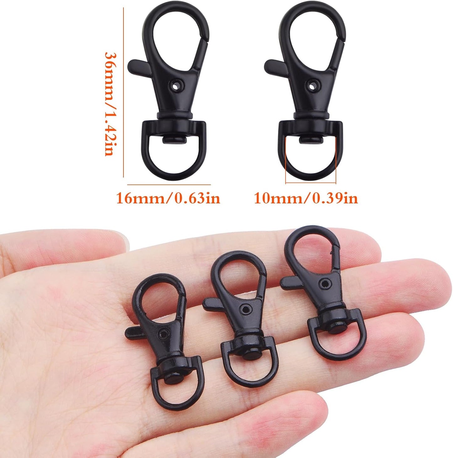 50pcs Alloy Swivel Lanyard Lobster Claw Clasps 360 Degree Swivel Trigger Snap Hooks Keychain Clips for Lanyards Handbag Bag Belting Connector Handmade Sewing Project, Black