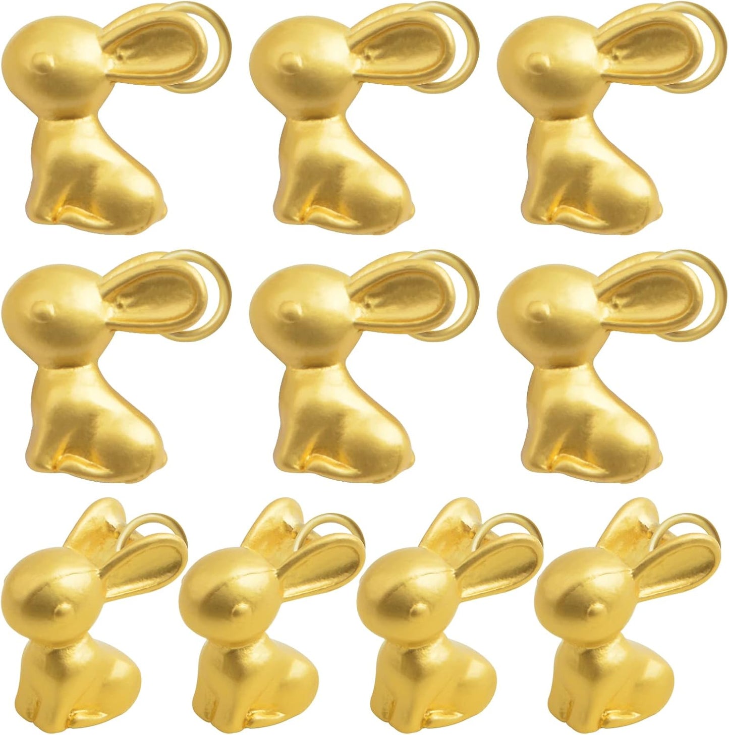 10pcs Golden Chinese Zodiac Rabbit Charms Tiny Rabbit Figurines Statue 3D Bunny Pendants for DIY Necklace Bracelet Keychains Jewelry Making Supplies