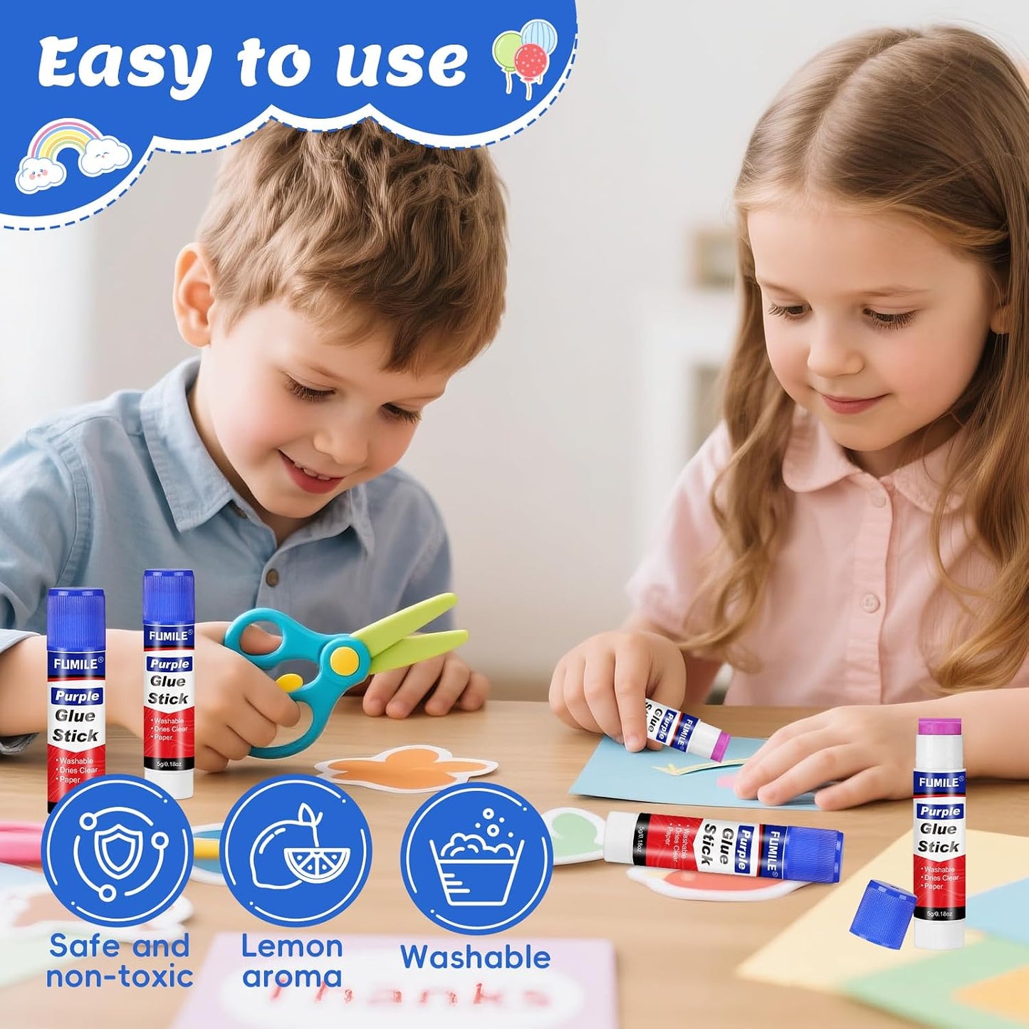 Aylifu 72 Pack Glue Sticks Bulk for Kids, Disappearing Purple Glue Sticks for Classroom and Teacher Supplies.0.18 OZ kids glue Dries Clear, Non-Toxic, Washable, Back to School Supplies and Student Must Haves