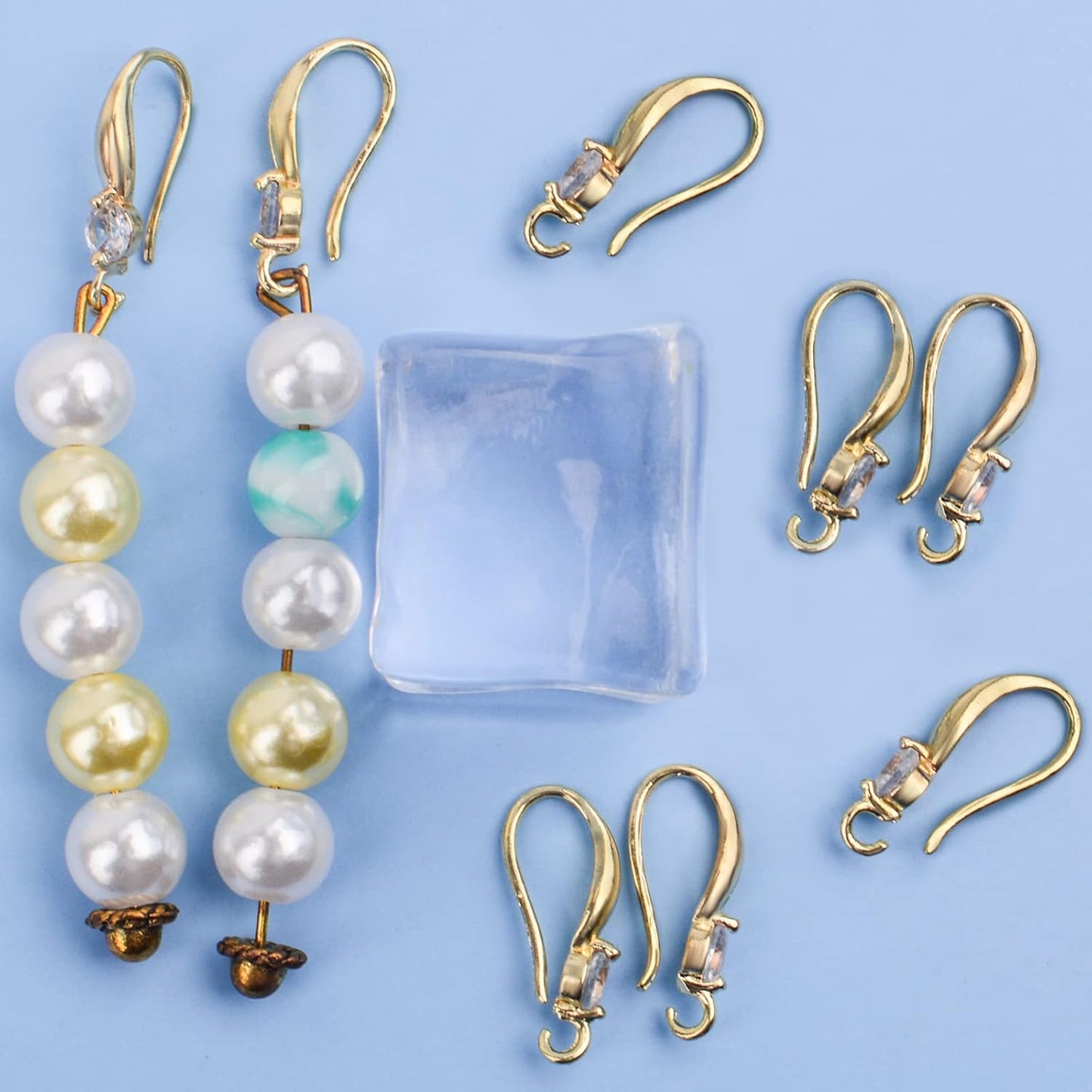 12pcs Silver Plated Rhinestone Earring Hooks Brass Ear Wire Fish Hooks with Open Loop Round Rhinestone Earring Components for Women DIY Earrings Jewelry Making