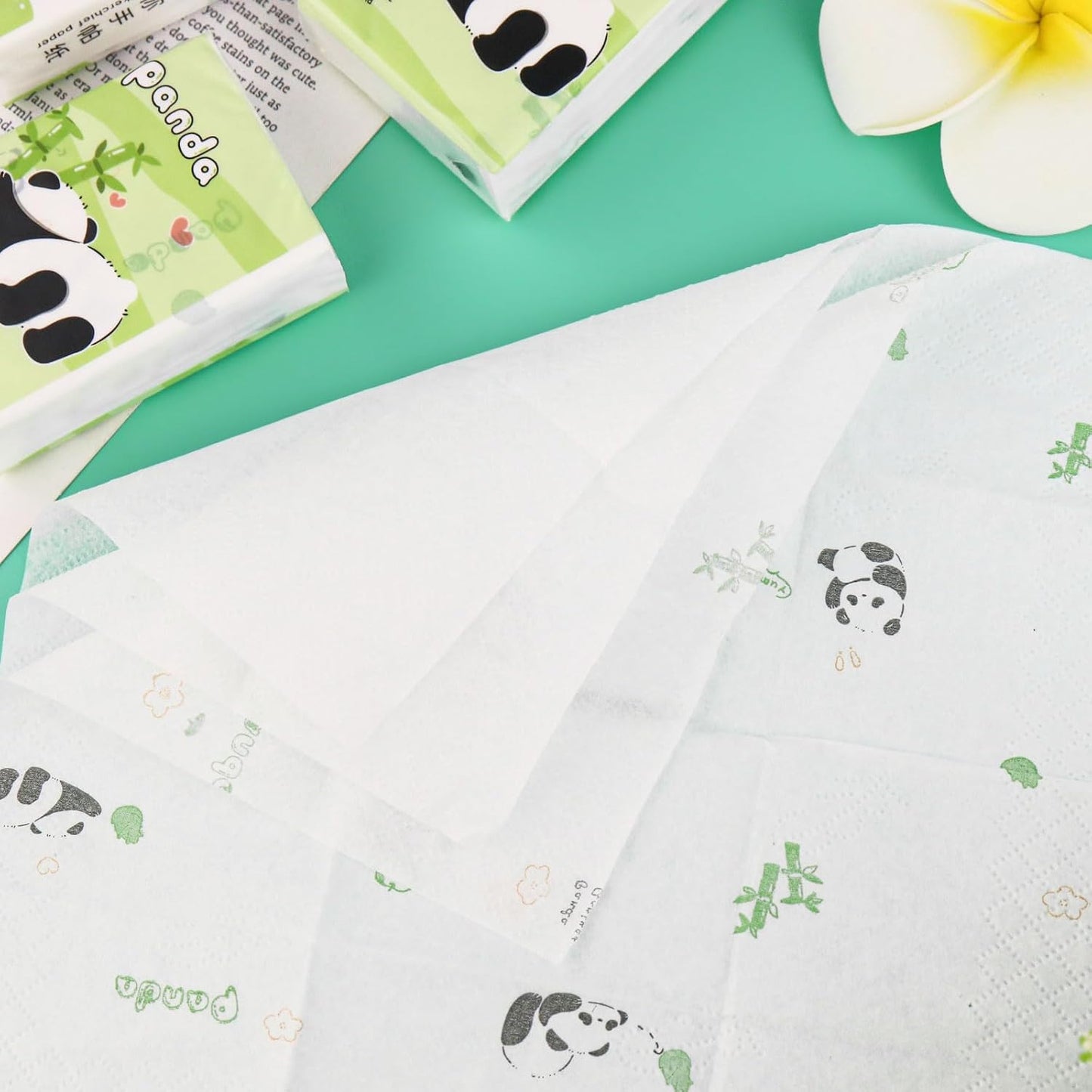 HENDEVL  Pocket Facial Tissue - Travel Size Bulk Pack, Pattern Packs, Mini Cute Disposable Handkerchief for Outing, Wedding, Party Favors - 3 Ply, 8 Sheets (27 Pack) (Panda)
