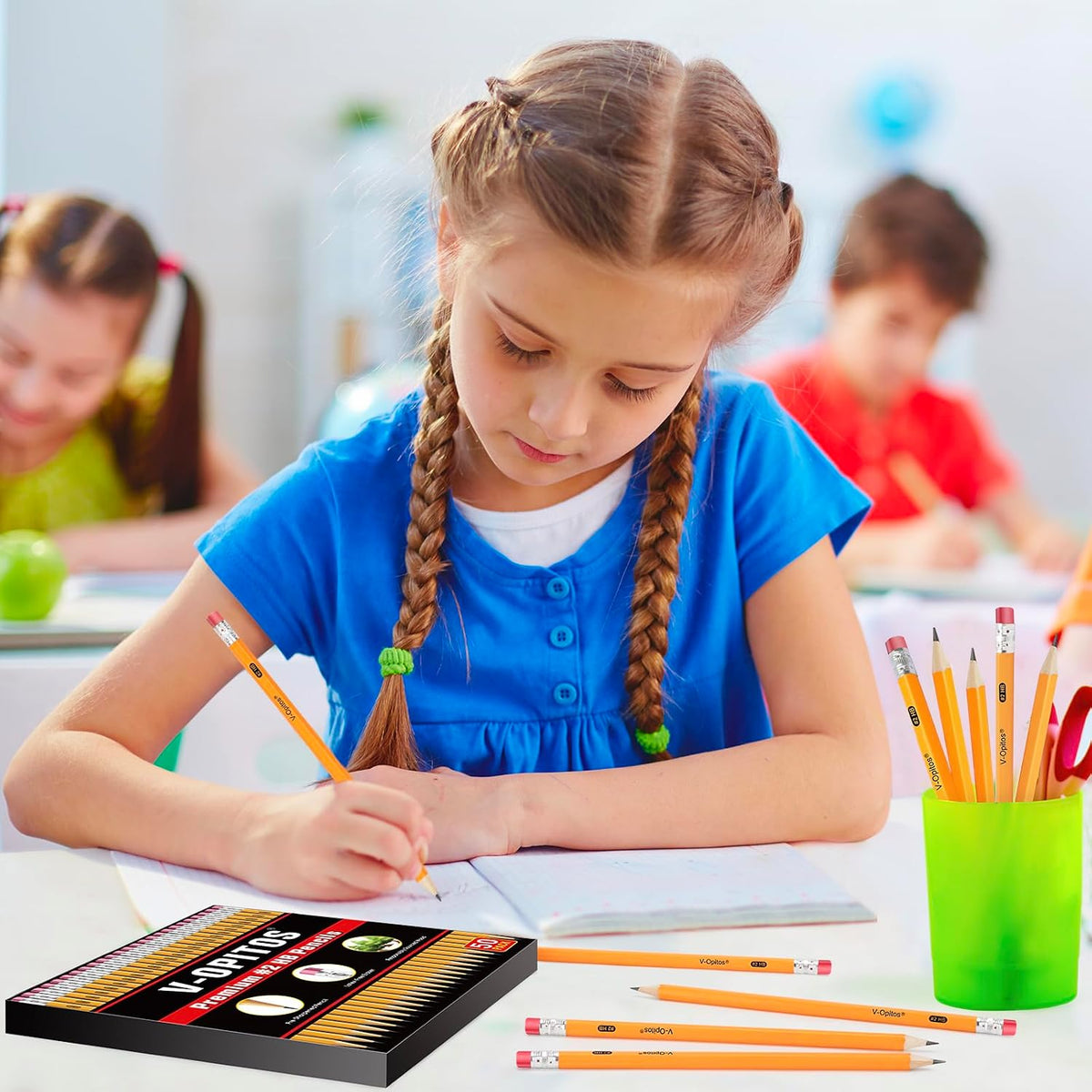 HENDEVL  Wood-Cased #2 HB Pencils, 50 Pack Bulk Yellow Pencils with Erasers, Pre-Sharpened, School Classroom Teacher Supplies for Writing, Drawing and Sketching