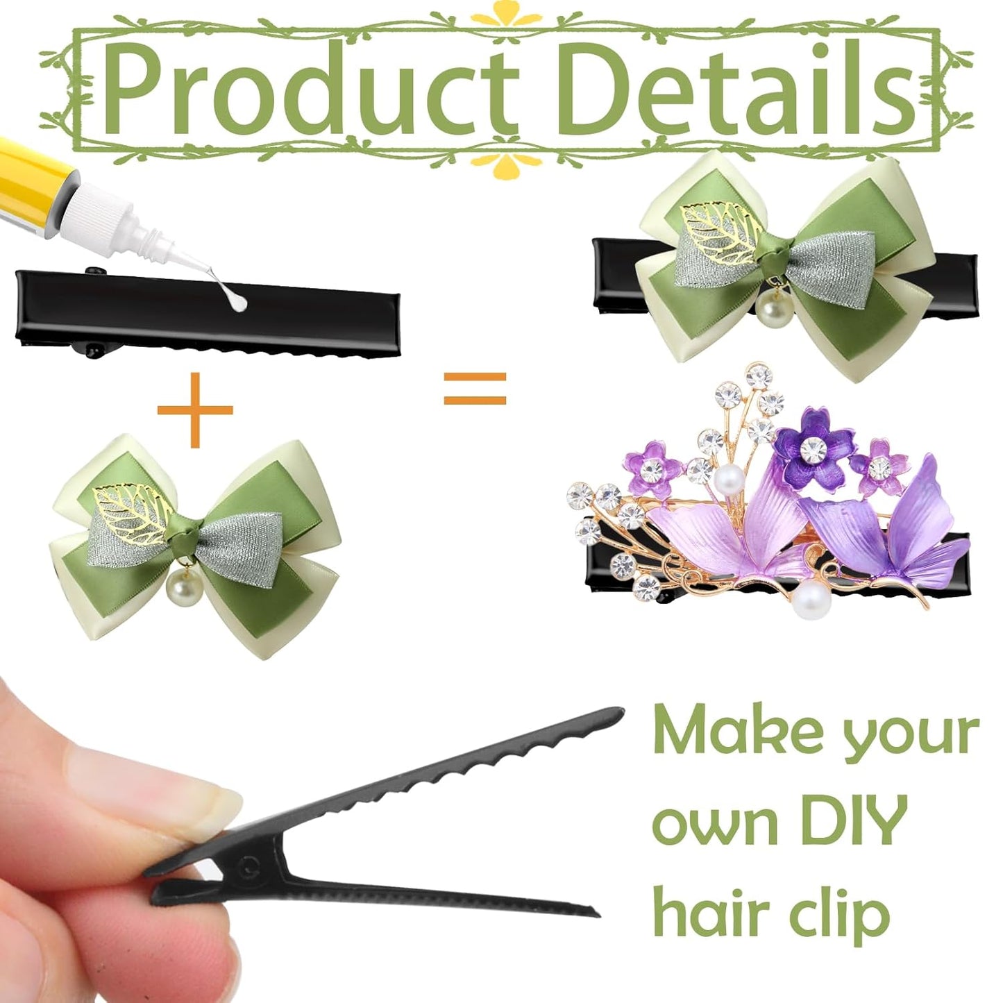 100pcs Alligator Hair Clips Black Flat Single Prong Hairpins Metal Crocodile Clip Barrettes Bows Making Accessories for Hair Care Styling Sectioning Craft Projects, 4cm