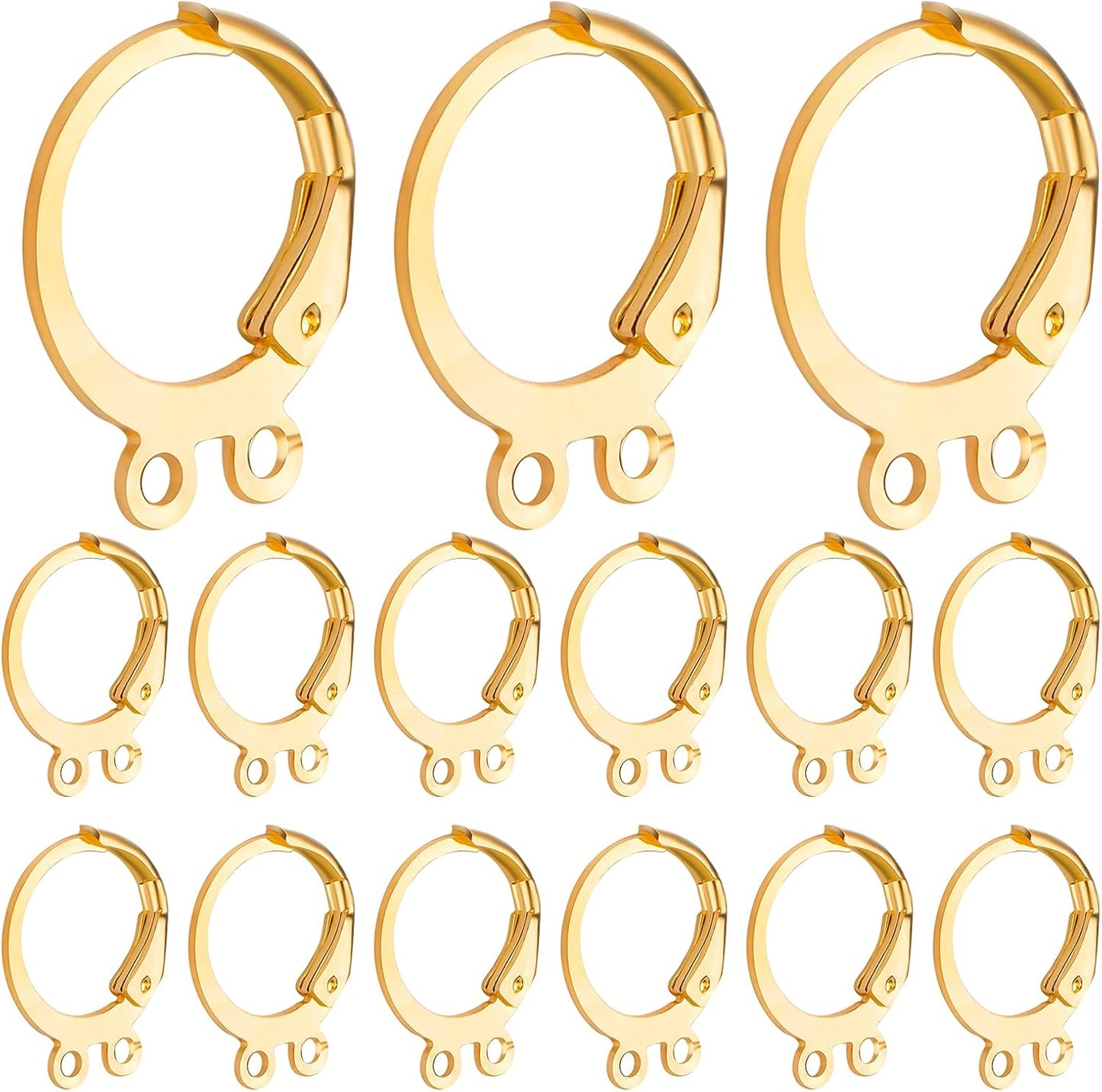 50pcs Hypoallergenic Round Earring Hooks Alloy Lever Back Earrings French Hook Dangle Ear Wire with Double Open Loops for DIY Earring Designs Jewelry Making, Silver