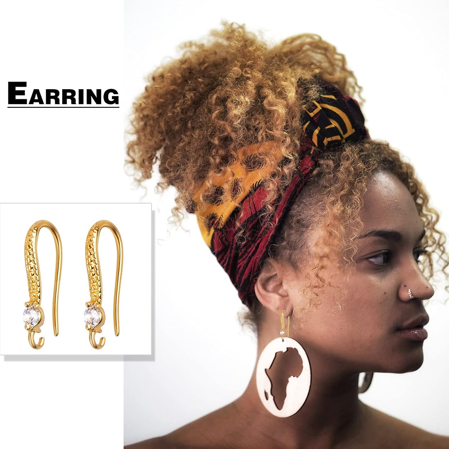 10pcs Gold Plated Brass Cubic Zirconia Earring Hooks French Fish Hooks Ear Wires with Loops Dangle Earrings Connectors for DIY Jewelry Crafts Making Party Festival Christmas Favor