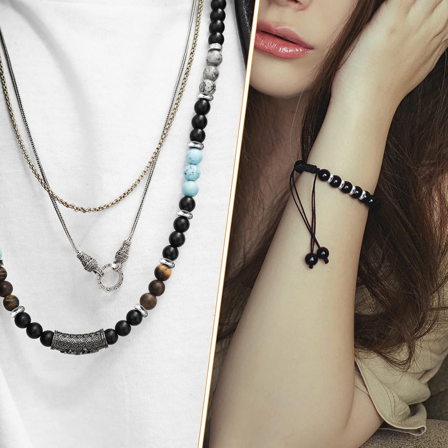 100pcs Stainless Steel Smooth Round Spacer Beads Tibetan European Large Hole Rondelle Spacer Beads Accessories for DIY Necklace Bracelet Jewelry Making Supplies, Hole: 4 mm