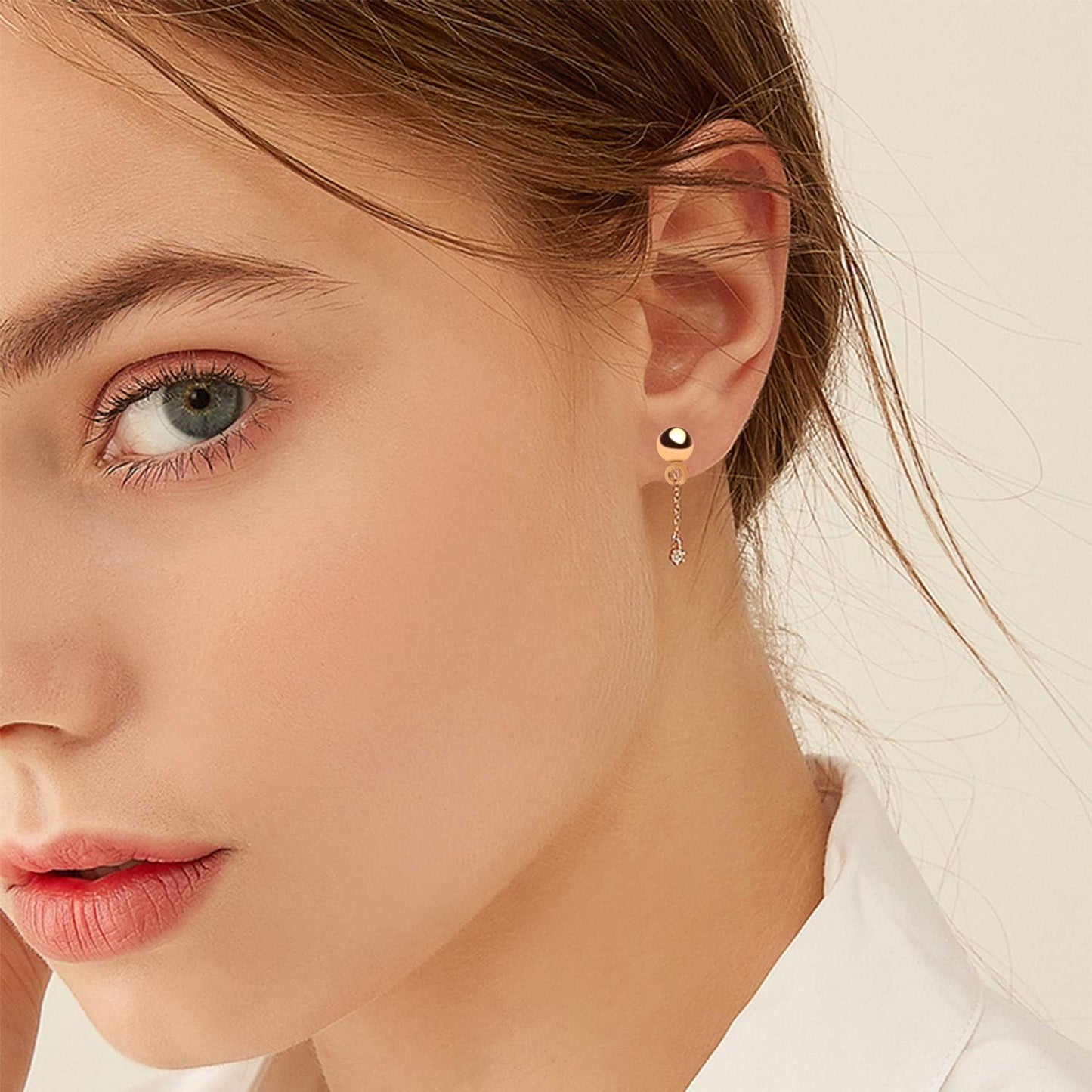 Ball Post Earrings with Loop, 40pcs 4mm Hypoallergenic Stainless Steel & Silicone Earring Studs & Backs, 4 Colors
