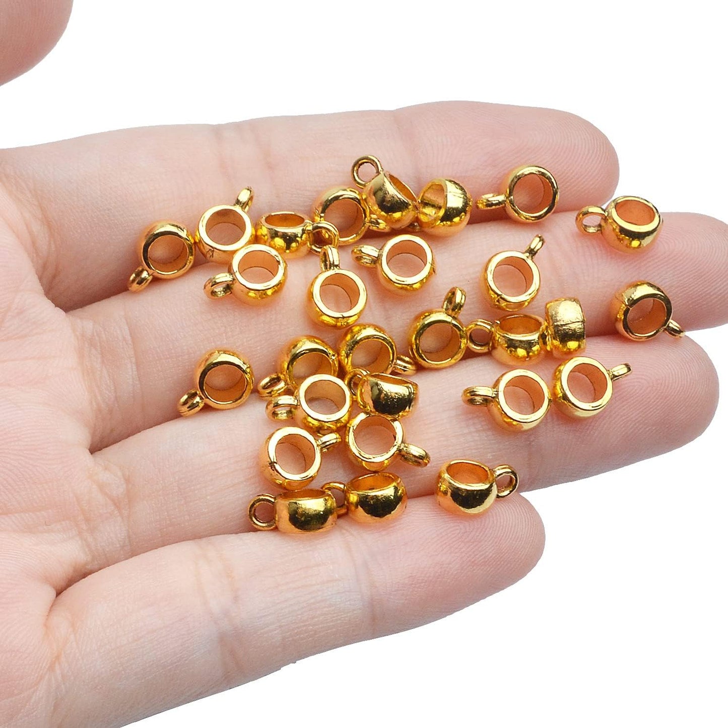 Bail Tube Beads, 100pcs Antique Golden, 4mm Hole, Fit Snake Chain, European Charm Bracelet, Necklace