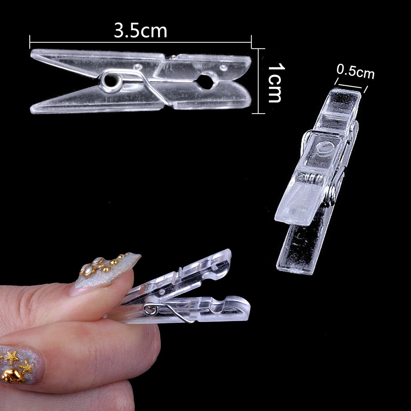 BronaGrand 100pcs Mini Clear Plastic Utility Paper Clip, Clothespins Clip, Clothes Line Clips,Photo Clips