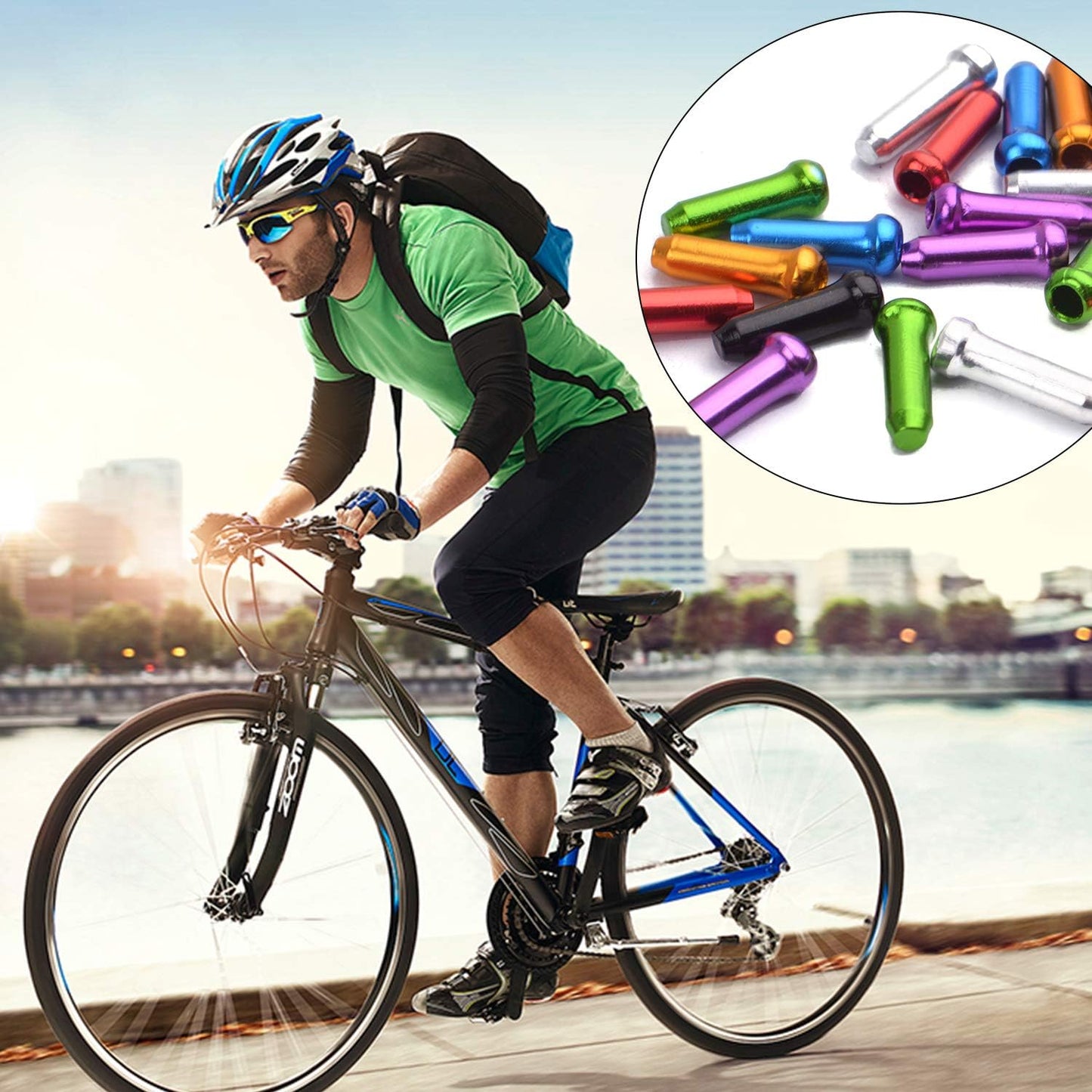 100pcs Cable Ends Caps Cycling Cable End Crimps Bikes Brake Tips Shifter Cable Ends for Road Bike and Mountain Bicycle,Random Color