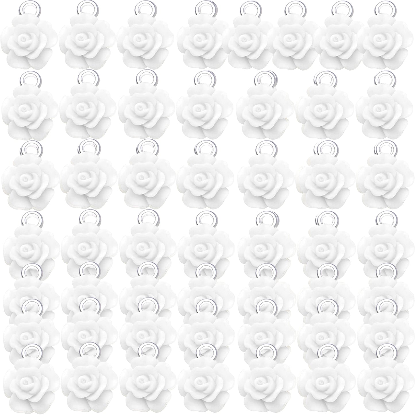 50pcs 10 mm Mixed Colors Resin Rose Flower Pendant Charms Lovely Flower Bead Charms Jewelry Making Accessories for DIY Craft Earrings Necklace Bracelet Birthday Party Favor Gifts