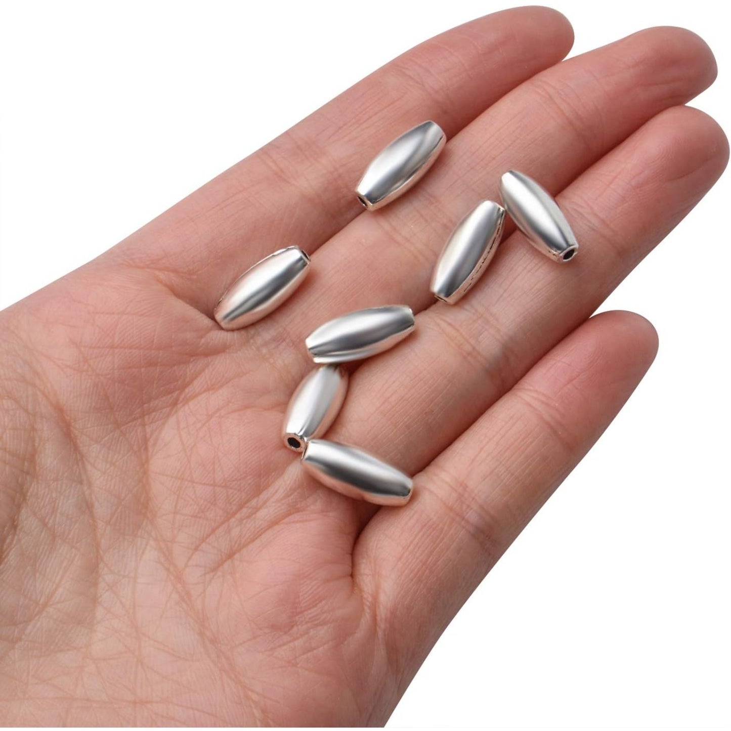 50pcs Alloy Tibetan Spacer Beads Rice Shaped Bead Spacers Metal Loose Spacer Bead Jewelry Spacer Charms for DIY Jewelry Bracelet Necklace Crafts Making