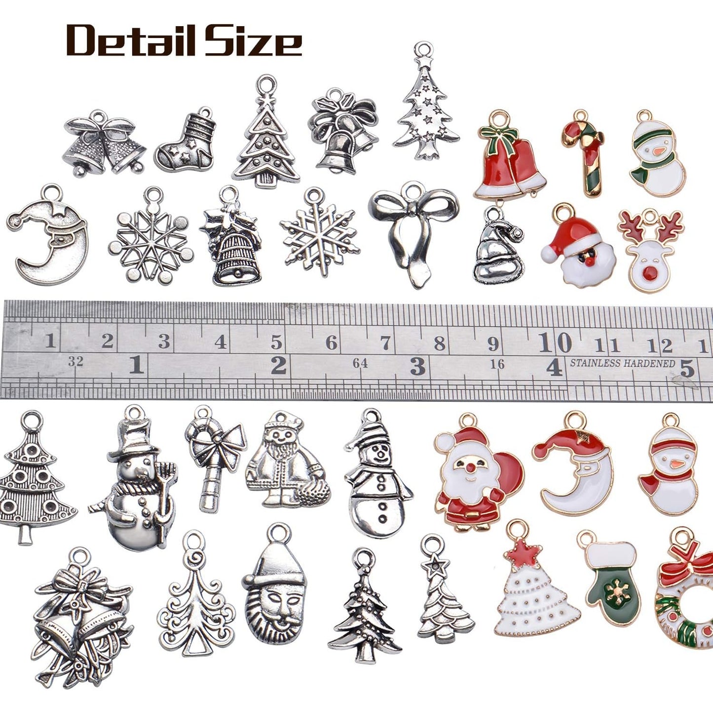 70 Pieces Christmas Charms Pendants Enamel Alloy Christmas Snowflake Tree Snowman Stocking Bell Deer Charms for DIY Earrings Necklace Bracelet Jewelry Making