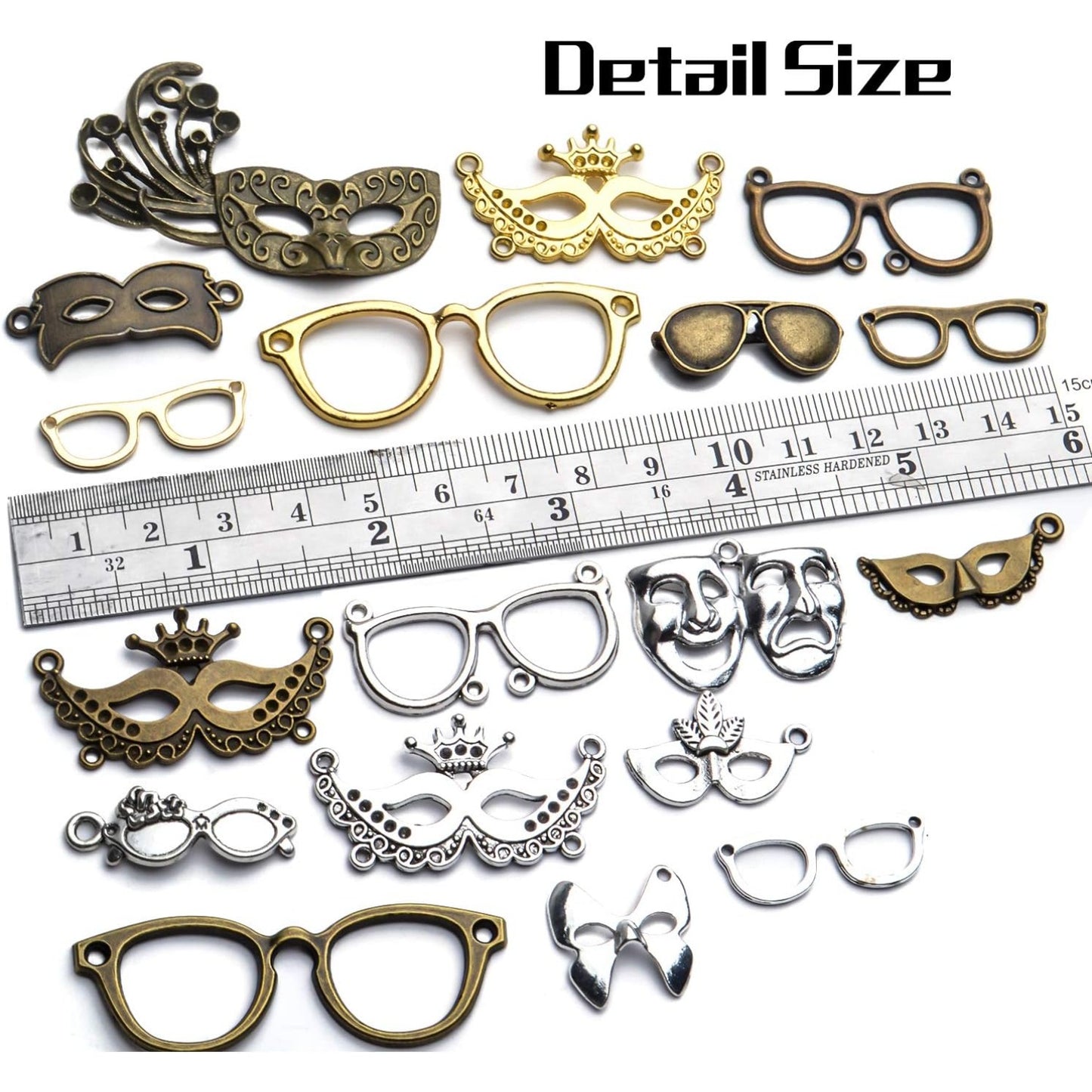Mask Pendant Jewelry, 100g(About 25-50pcs) Women Face Masks Pendant Charms Alloy Antique Mask Eyeglasses Charms Accessory for Halloween Parties Ball Dance Cosplay Jewelry DIY