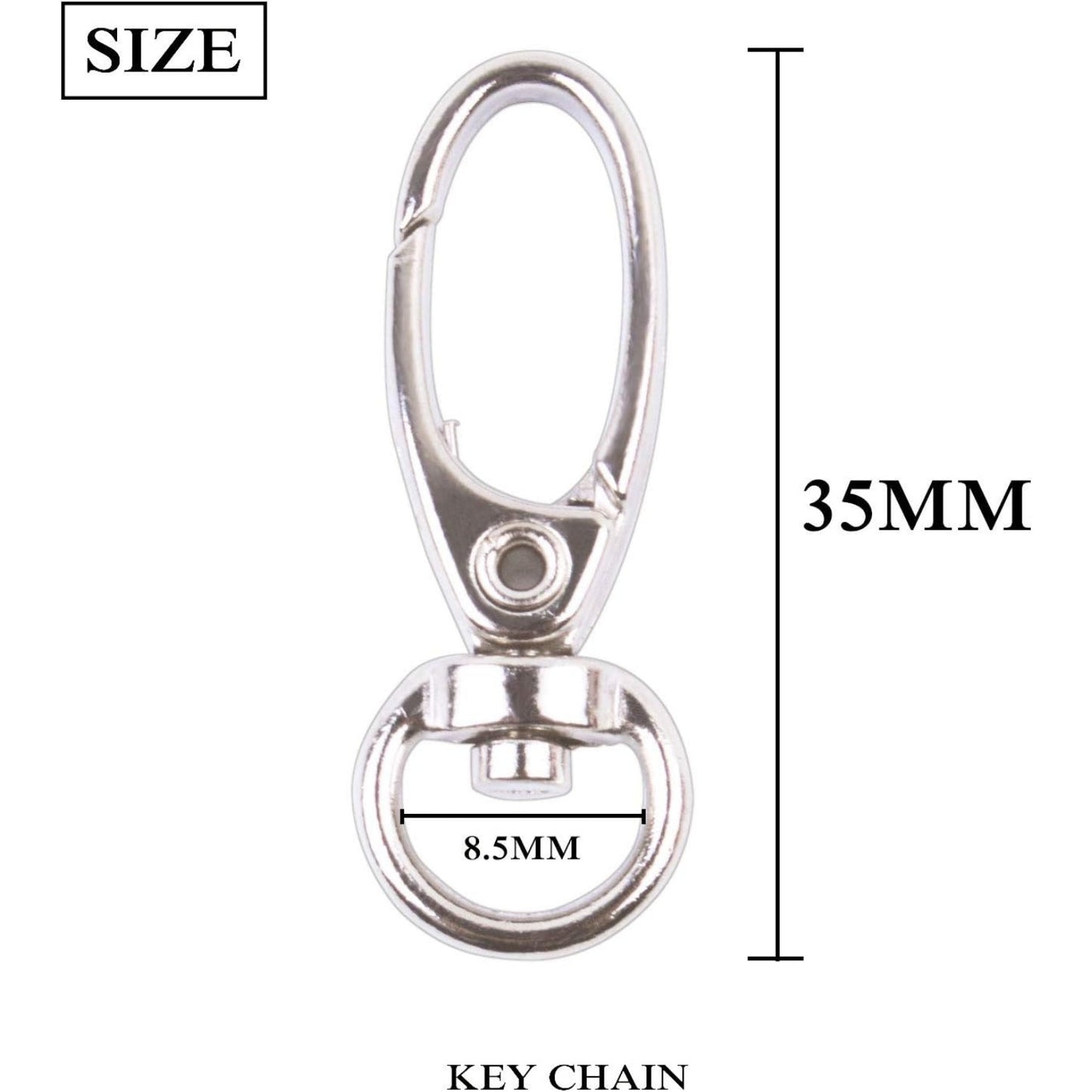 BronaGrand Pack of 50 D Swivel Trigger Clips Hooks Metal Key Ring Lobster Clasps