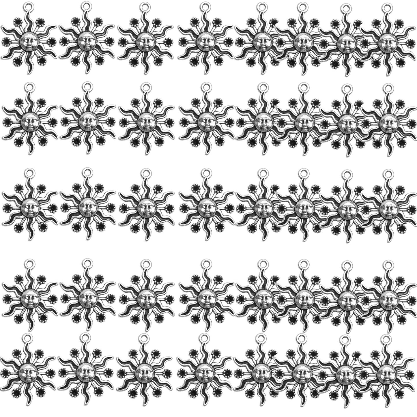 40pcs 23mm Alloy Celestial Sun Charms Tibetan Sun Smile Charm Jewelry Charms Pendants for DIY Earring Necklace Jewelry Findings Making Accessory