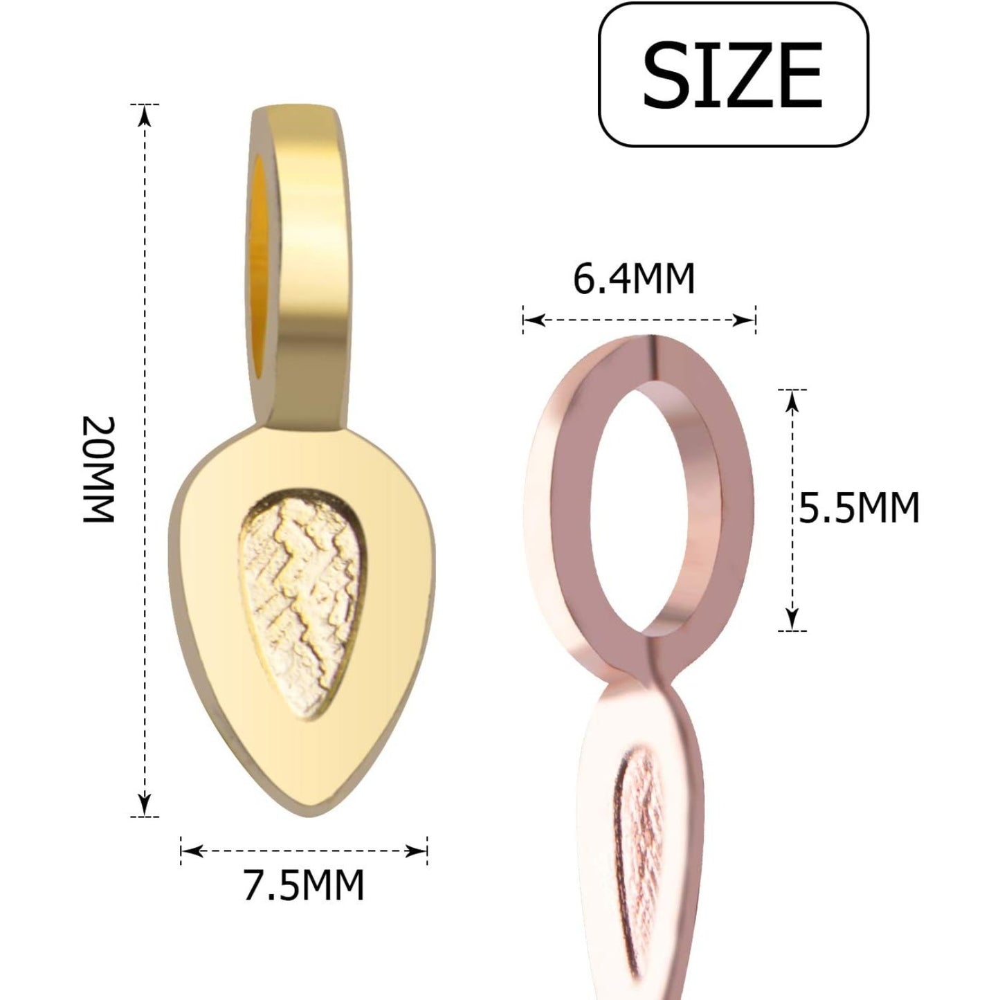 100pcs Oval Glue on Bail Pendants Small Spoon Earring Pendants Jewelry Glue on Bail Earring Charms for Jewelry Making DIY Crafting,21×8mm
