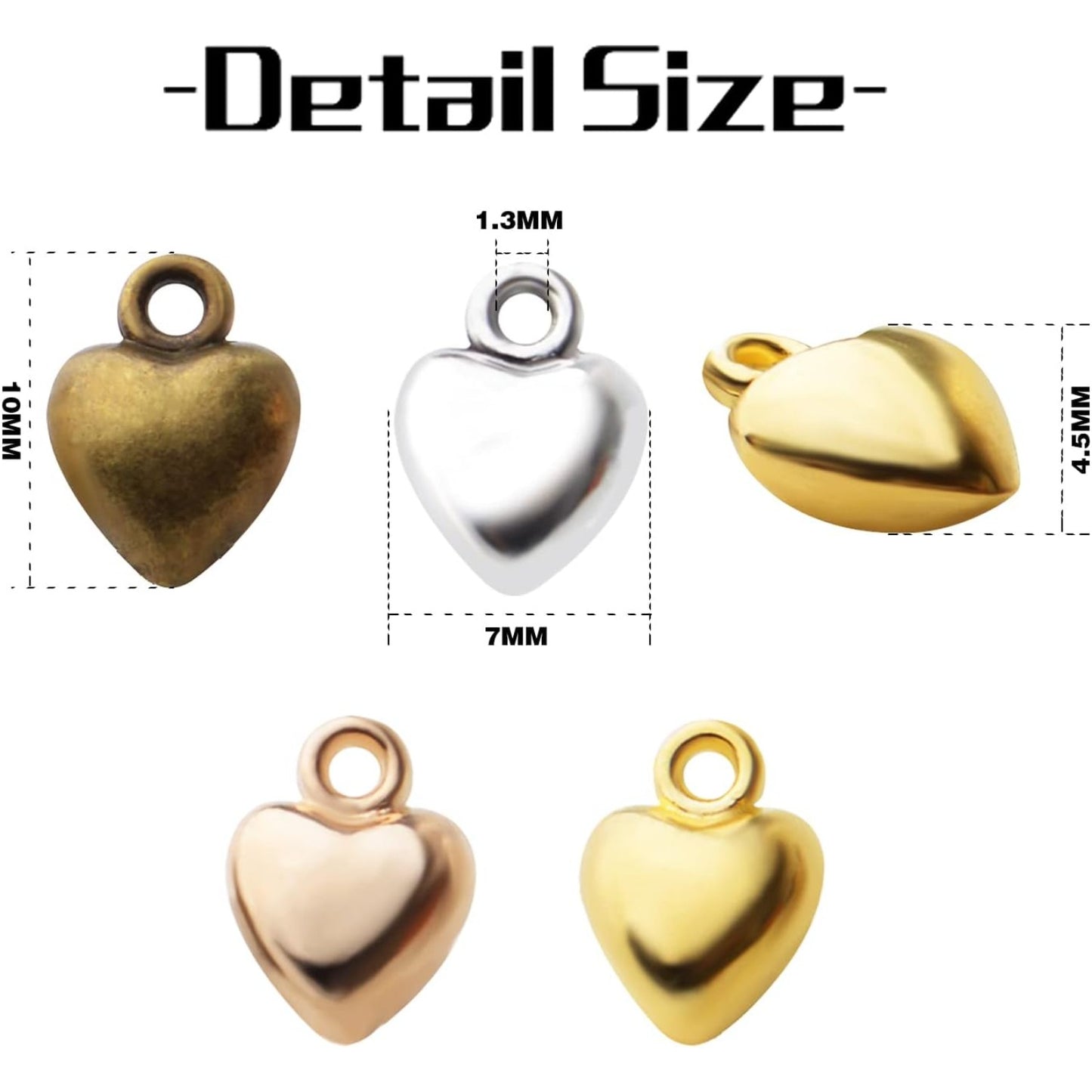 60pcs Heart Love Charm Pendants Alloy European Style Extender Chain Drops Charms for DIY Jewelry Necklace Earrings Making Accessories,4 Colors