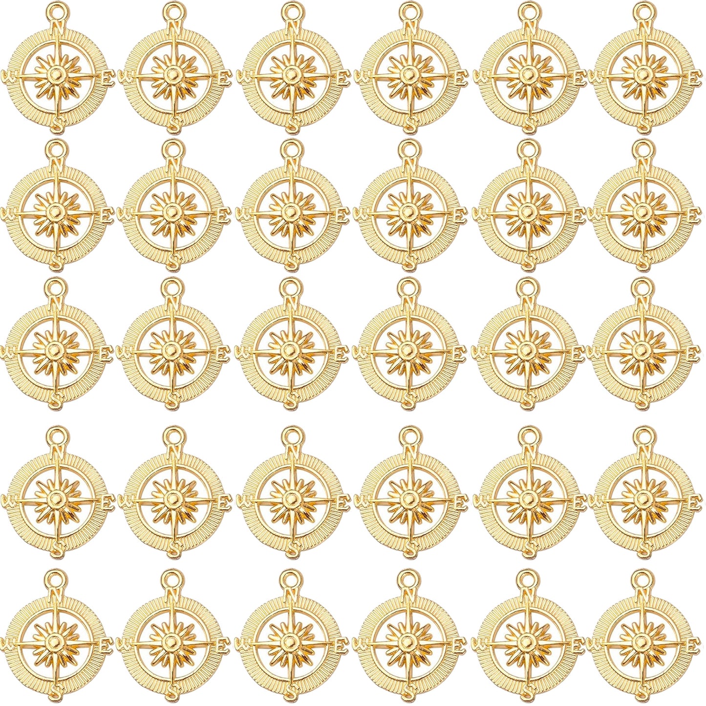 Compass Pendant Charms, 30pcs Alloy Tibetan Style Compass Shape Charms Nautical Beads Pendants Craft Supplies Accessories for Bracelet Necklace Jewelry Making, 5 Colors