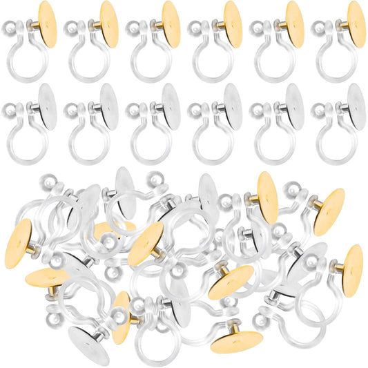 20pcs 2 Colors Invisible Clip-on Earring Converters Allergy-Free Brass U Shaped Adhesive Resin Earring Clips Components for Non-Pierced Ears DIY Jewelry Making Findings