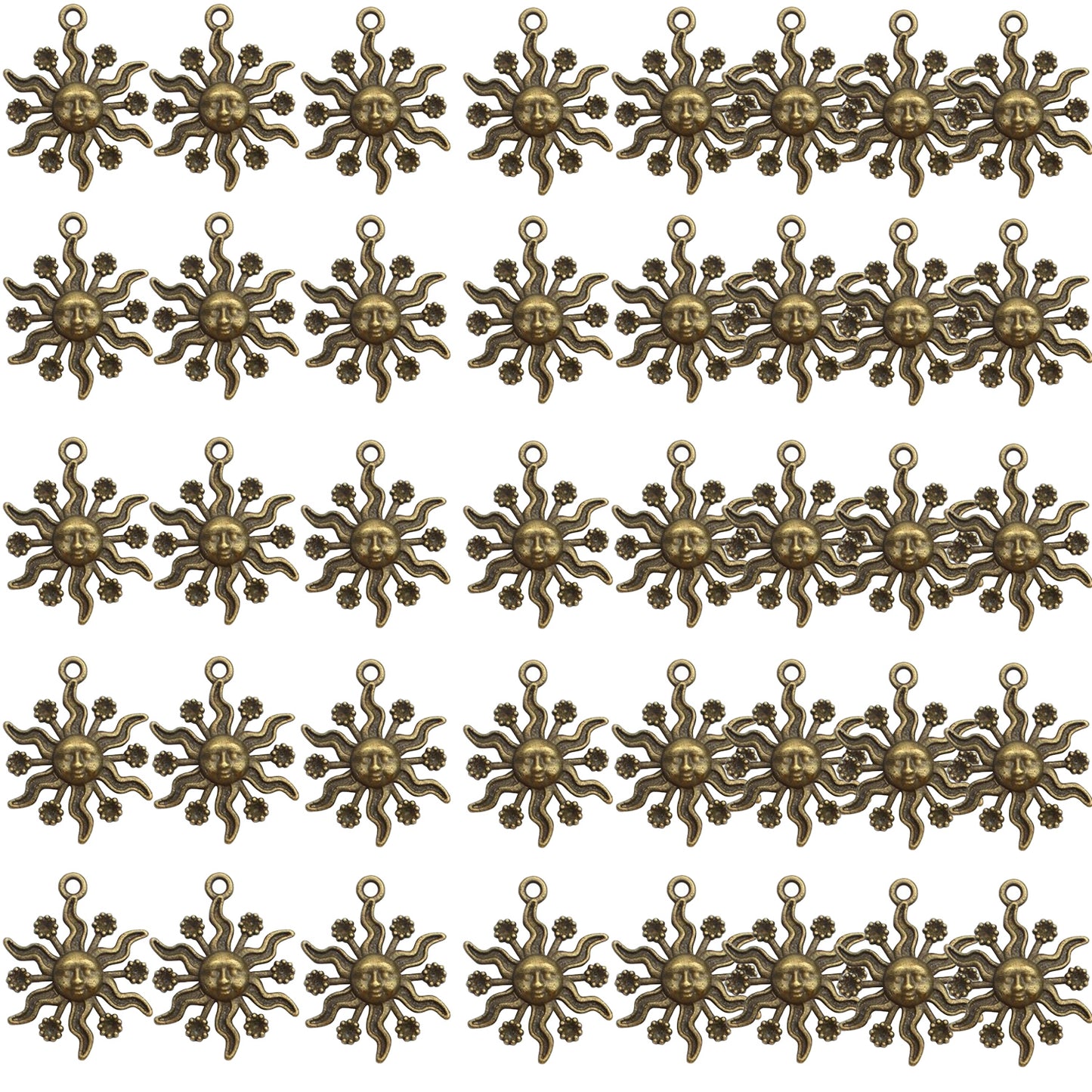 40pcs 23mm Alloy Celestial Sun Charms Tibetan Sun Smile Charm Jewelry Charms Pendants for DIY Earring Necklace Jewelry Findings Making Accessory
