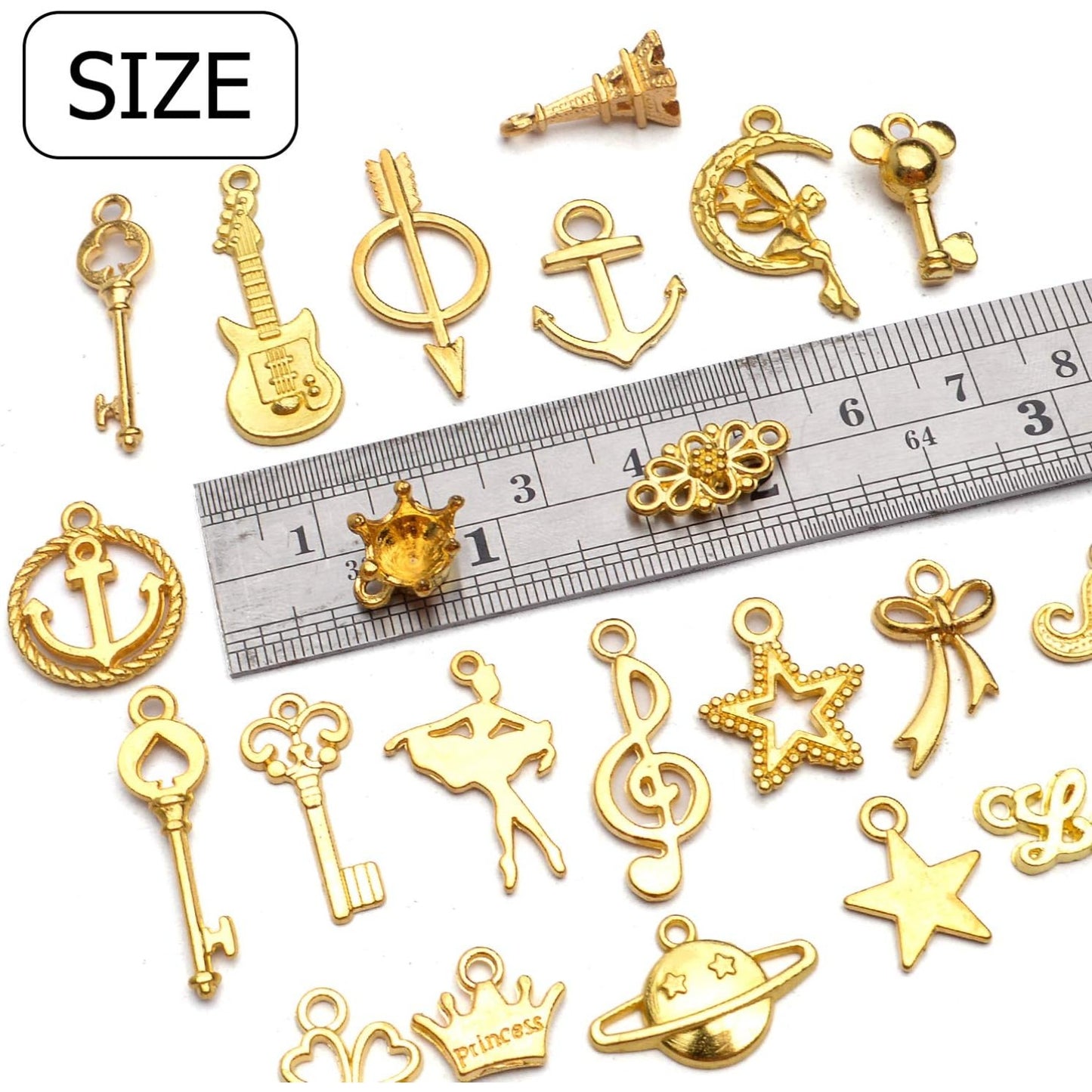 Golden Charms,60pcs Wholesale Bulk Mixed Golden Charms Pendants Jewelry Making Findings for DIY Earring Necklace Bracelets Keychains Crafts