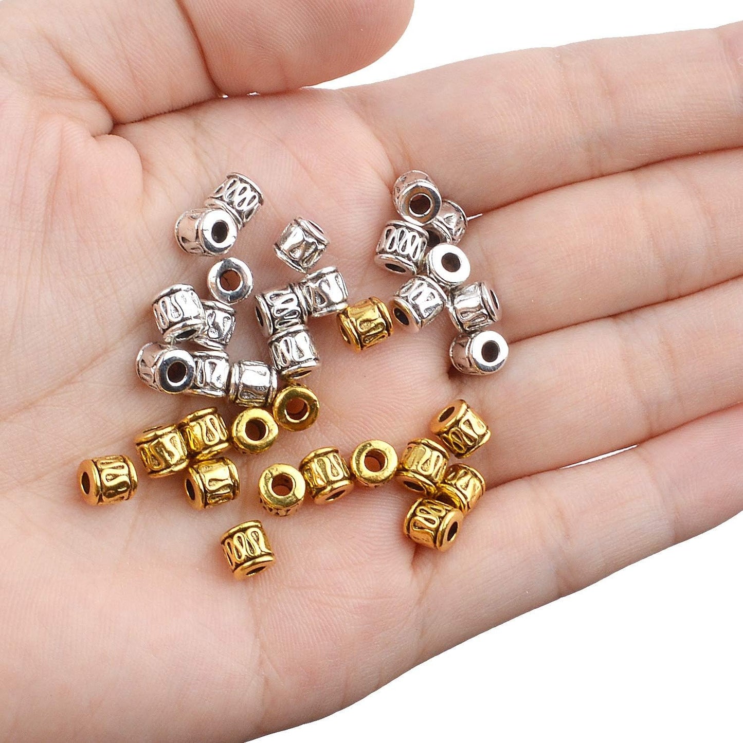 100pcs Antique Spacer Beads Column Tube Metal Spacers Jewelry Beads for Making Bracelet Crafting,5 * 5mm