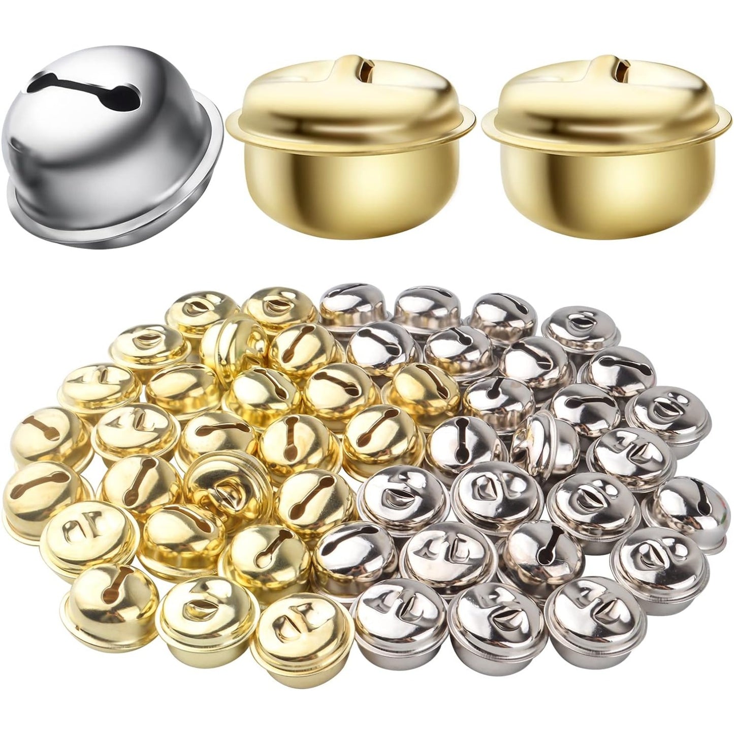 Large Jingle Craft Bells, 50pcs Jingle Christmas Bells Metal Bells Jingle Bell Ornaments for Pet Dog Cat Collar Pendants Christmas Party Festival Decoration and Home Decoration