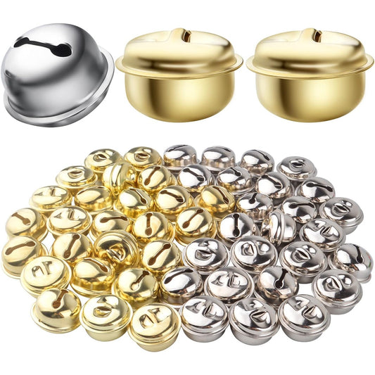 Large Jingle Craft Bells, 50pcs Jingle Christmas Bells Metal Bells Jingle Bell Ornaments for Pet Dog Cat Collar Pendants Christmas Party Festival Decoration and Home Decoration