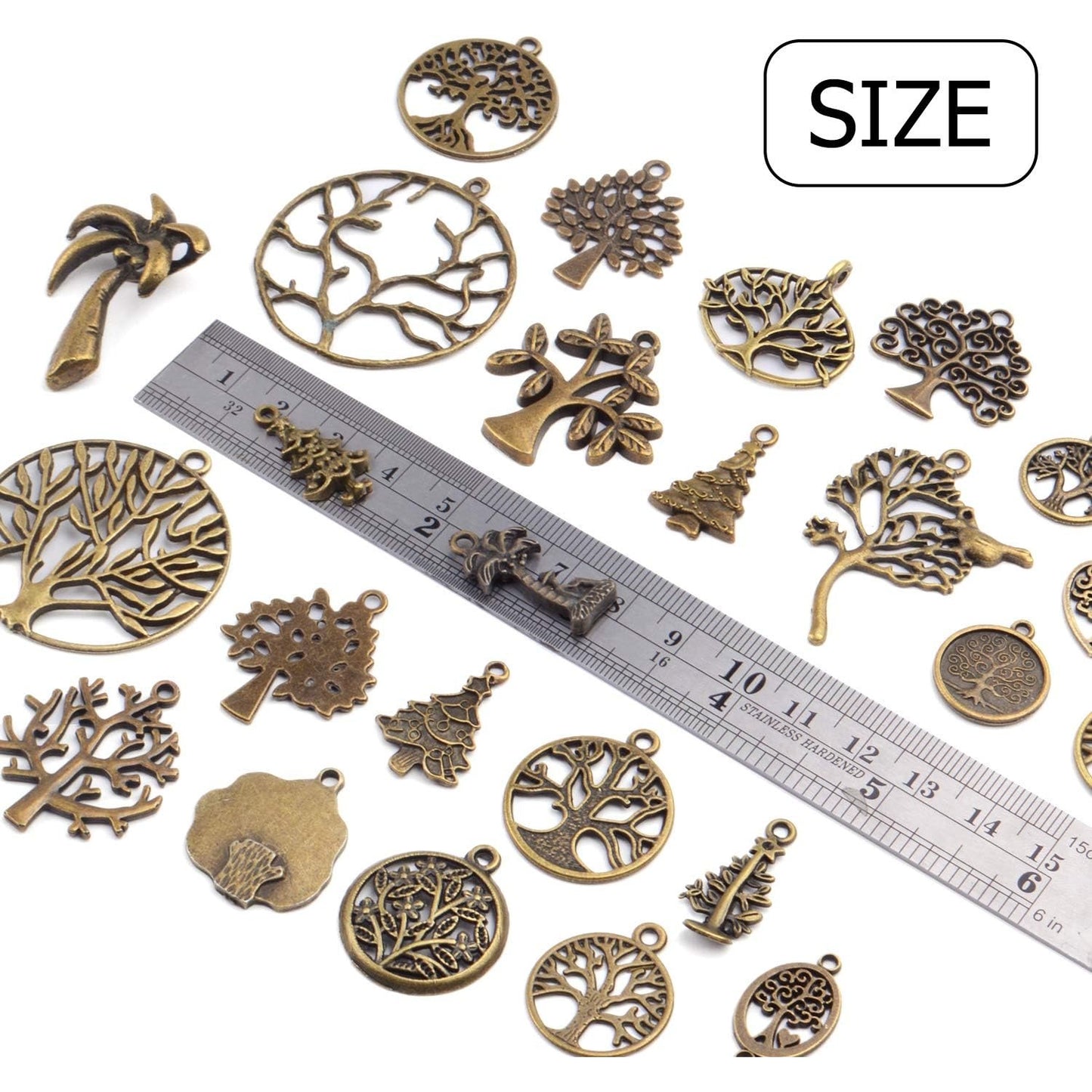 Jewelry Making Charms, 100g (40-50pcs) Craft Supplies Mixed Tree of Life Beads Charms Pendants Jewelry Findings for DIY Necklace Bracelet