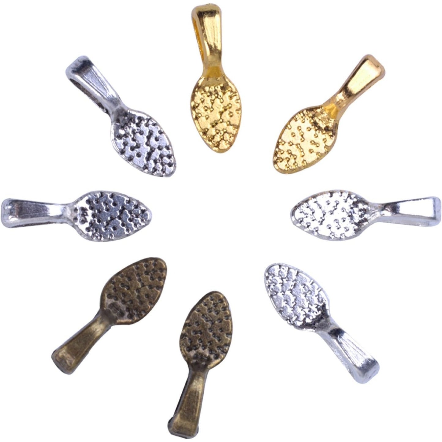 BronaGrand 200PCS Spoon Glue on Bails for Earrings Pendants Charms Jewelry Making Crafting Mixed 4 Colors