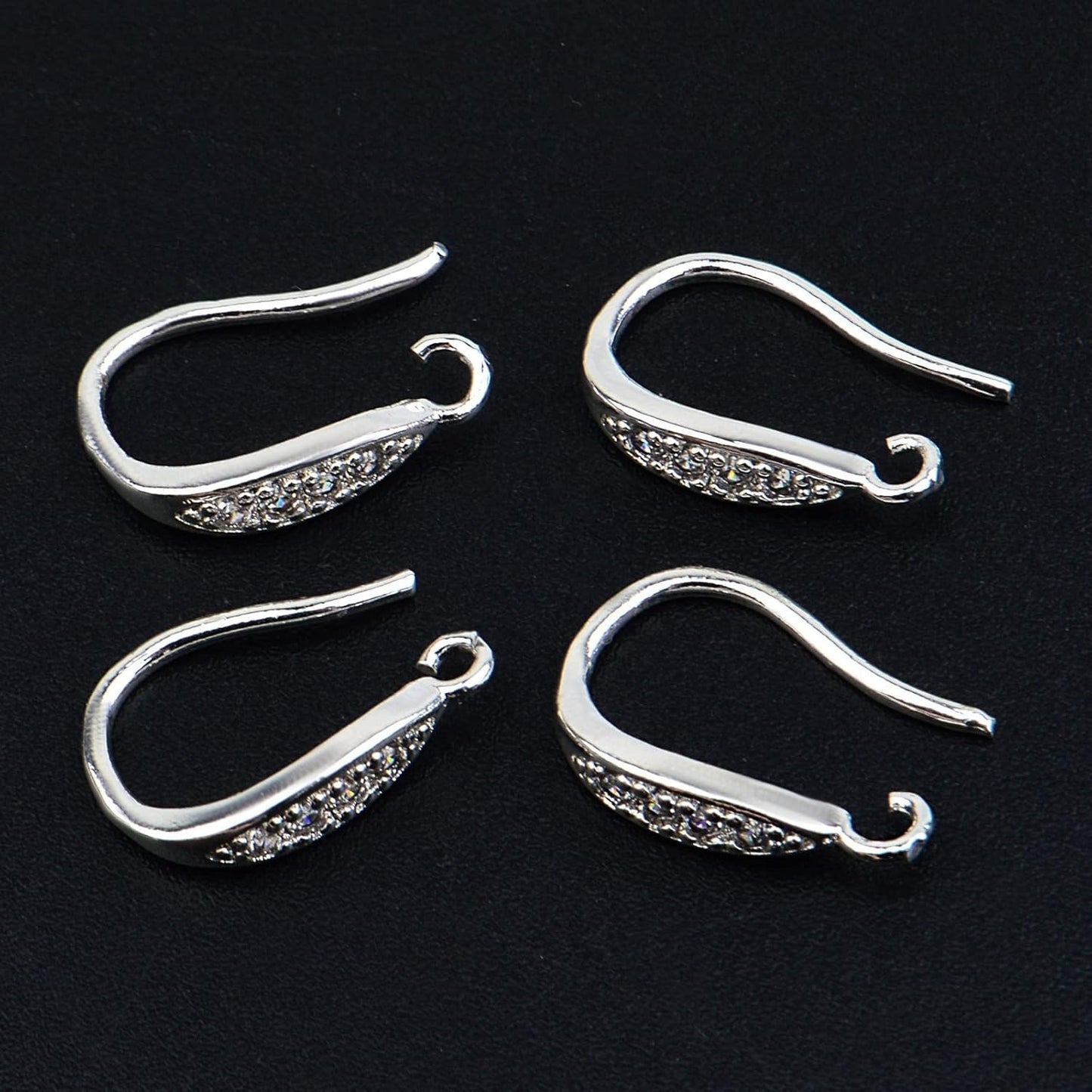 10pcs Brass Cubic Zirconia Earring Hooks Hypoallergenic Rhinestone Ear Wire Hooks with Dangle Loop Connectors for DIY Earrings Jewelry Making Findings, Rose Golden