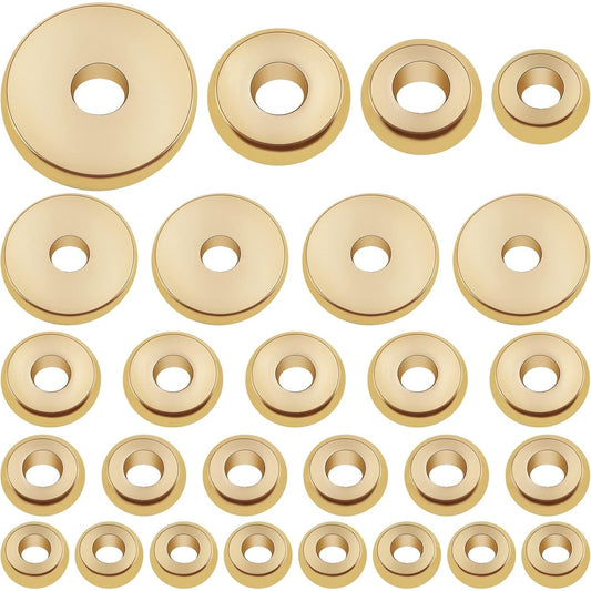 80pcs Brass Flat Round Spacer Beads Hypoallergenic Tiny Disc Loose Charm Beads Accessories for DIY Bracelet Necklace Jewelry Making Supplies, 4mm/5mm/6mm/8mm