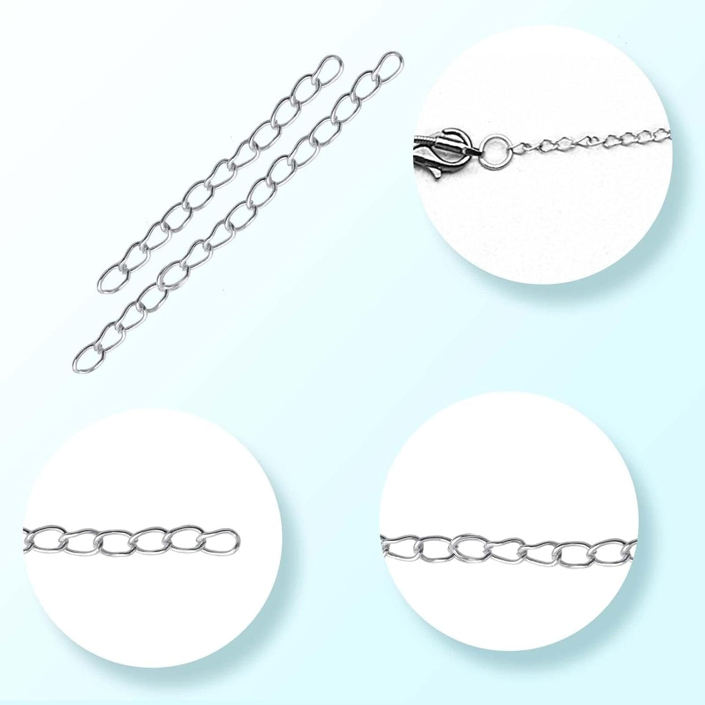 200 Pieces 2 Colors Metal Necklace Extenders Bracelet Anklet Chain Extensions for DIY Jewelry Making Valentine's Day Birthday Gifts, 5 cm / 7 cm