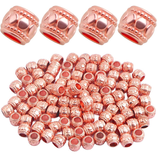 100pcs Alloy Round Column Spacer Beads European Large Hole Tube Loose Beads Bulk Metal Spacers Craft Supplies for DIY Bracelete Earrings Jewelry Making Decoration